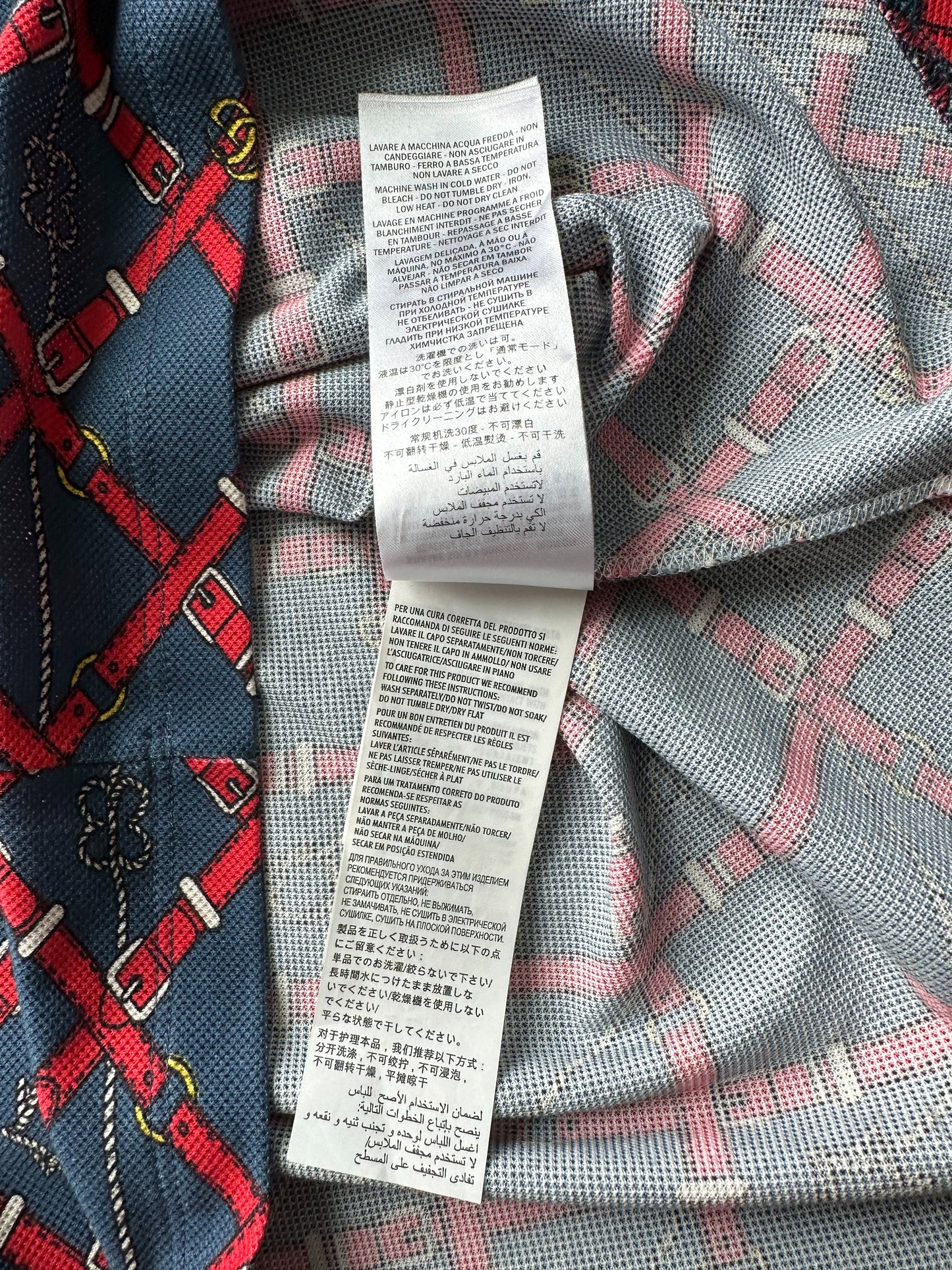 Gucci Navy & Red Belt Print Polo T-Shirt