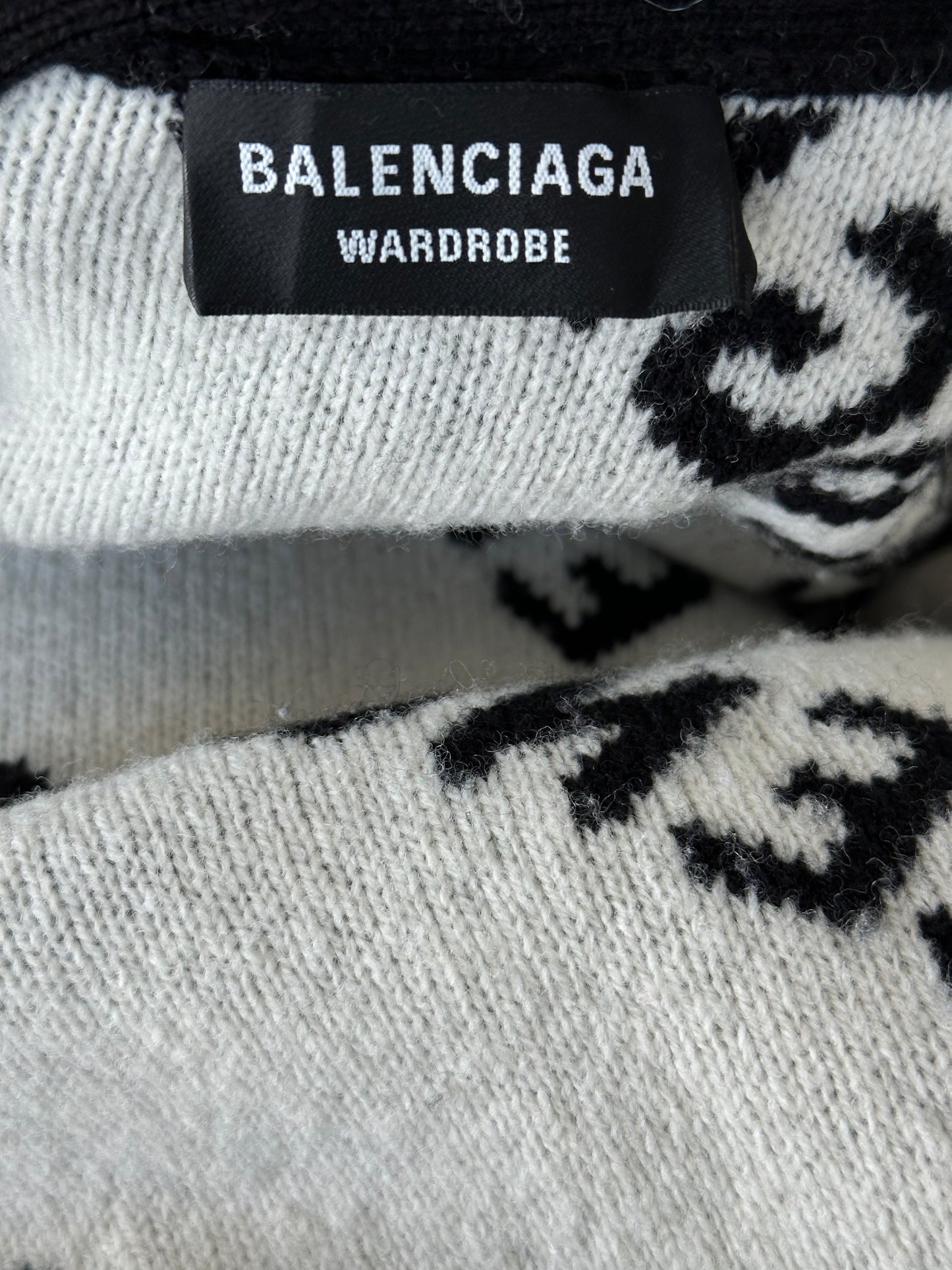 Balenciaga Black & White All Over Logo Cardigan