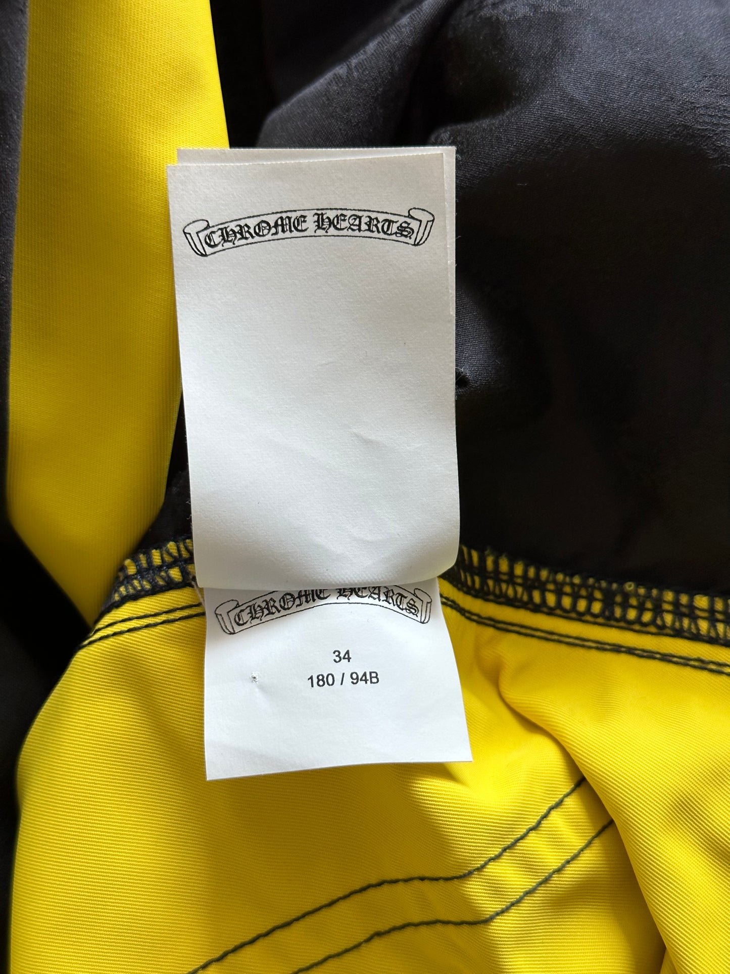 Chrome Hearts Navy Yellow Cross Patch Nylon & Leather Carpenter Pants