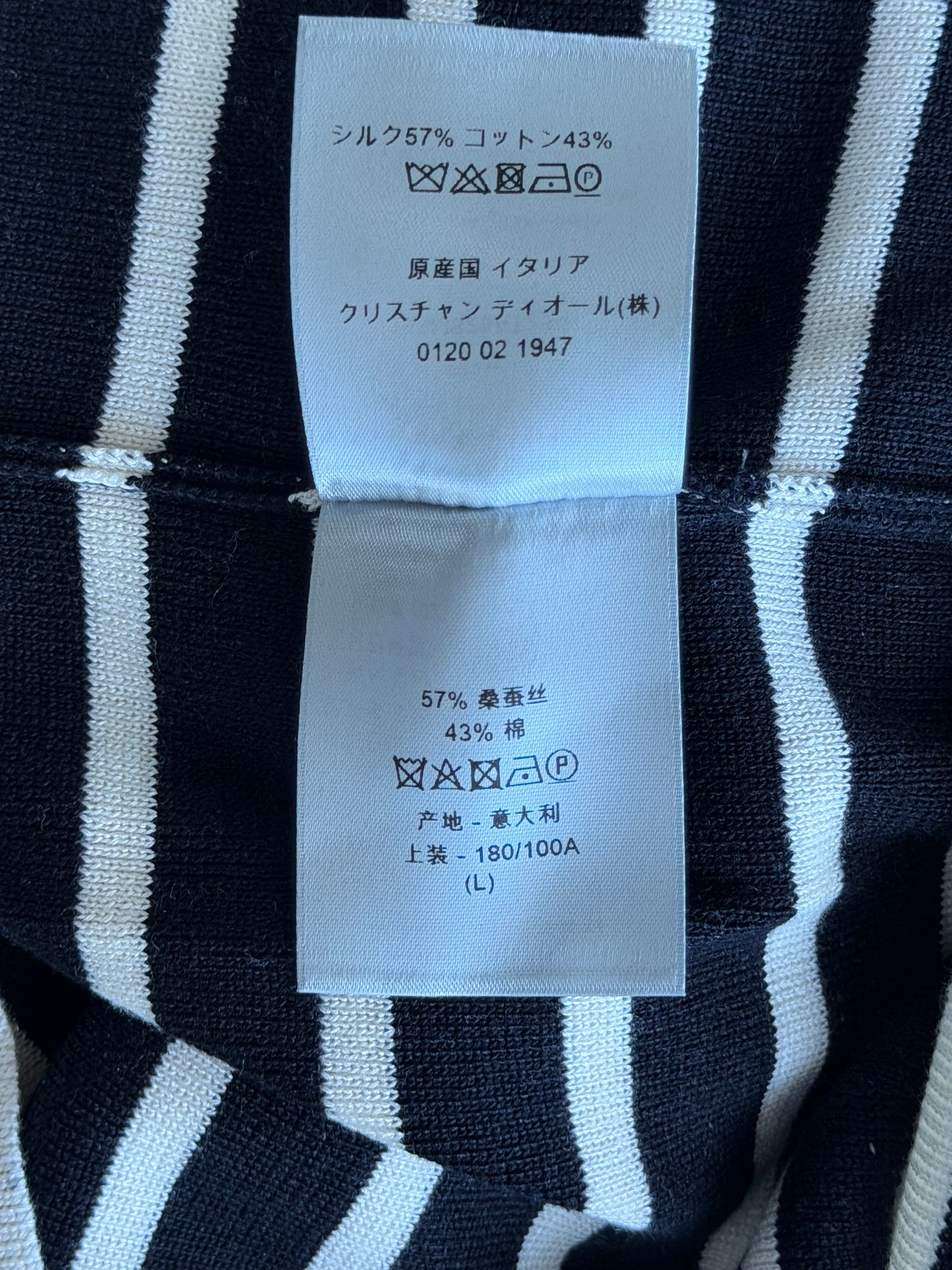 Dior Black & White Striped Logo Longsleeve T-Shirt