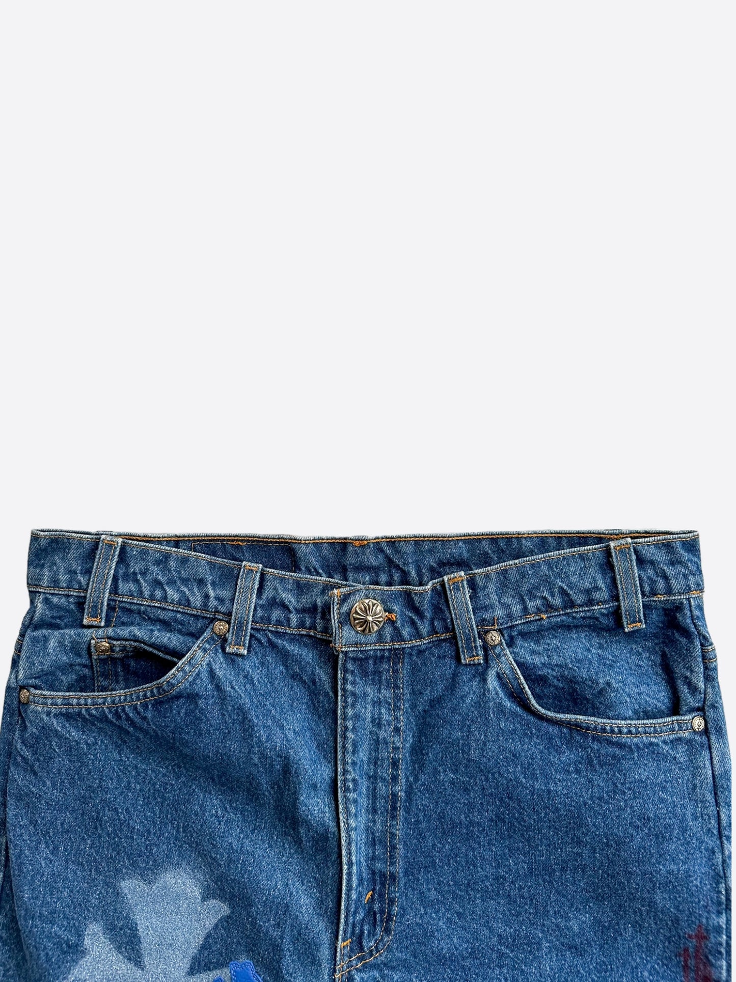 Chrome Hearts Levis Blue Cross Patch Stencil Jeans