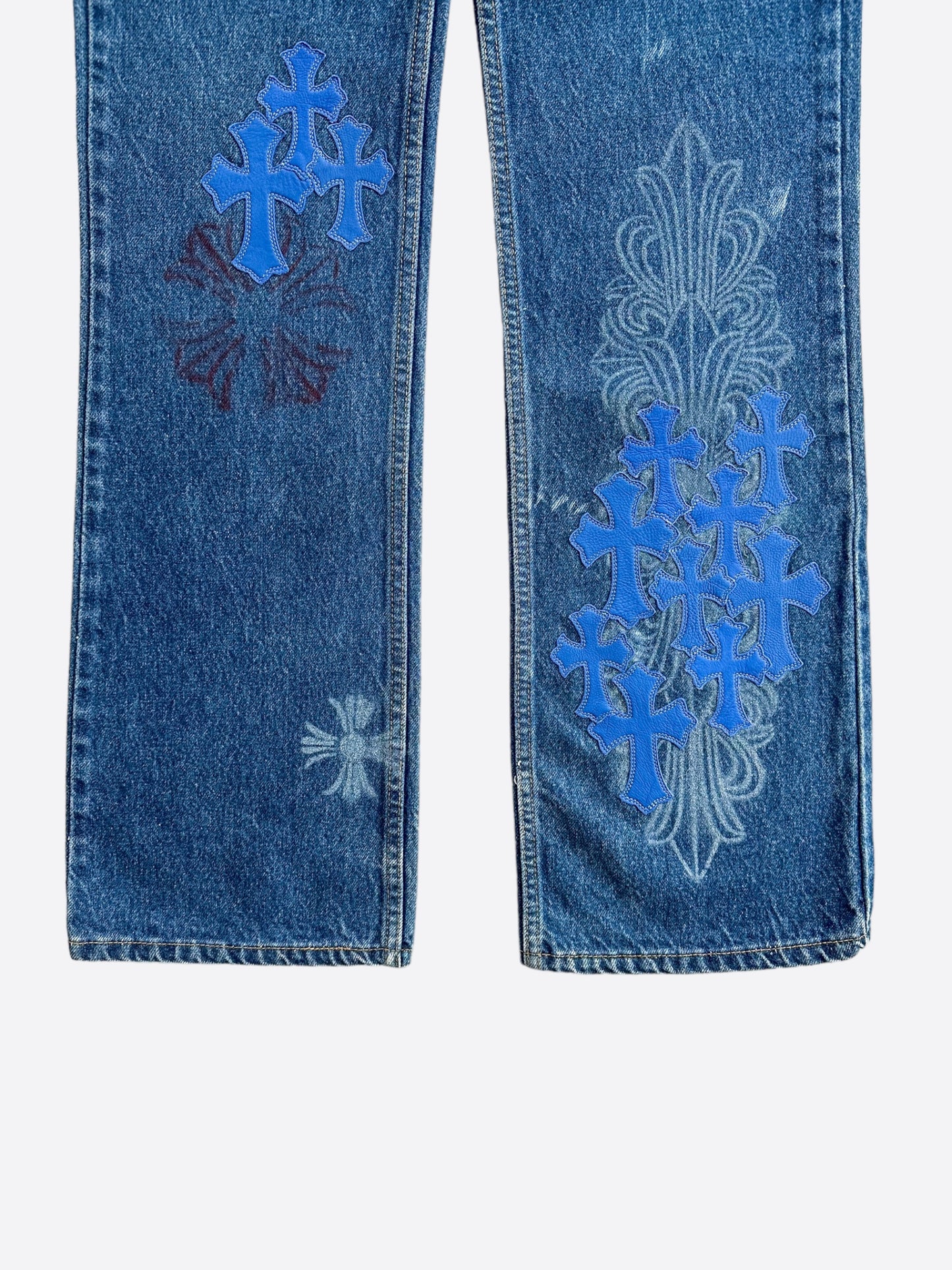 Chrome Hearts Levis Blue Cross Patch Stencil Jeans
