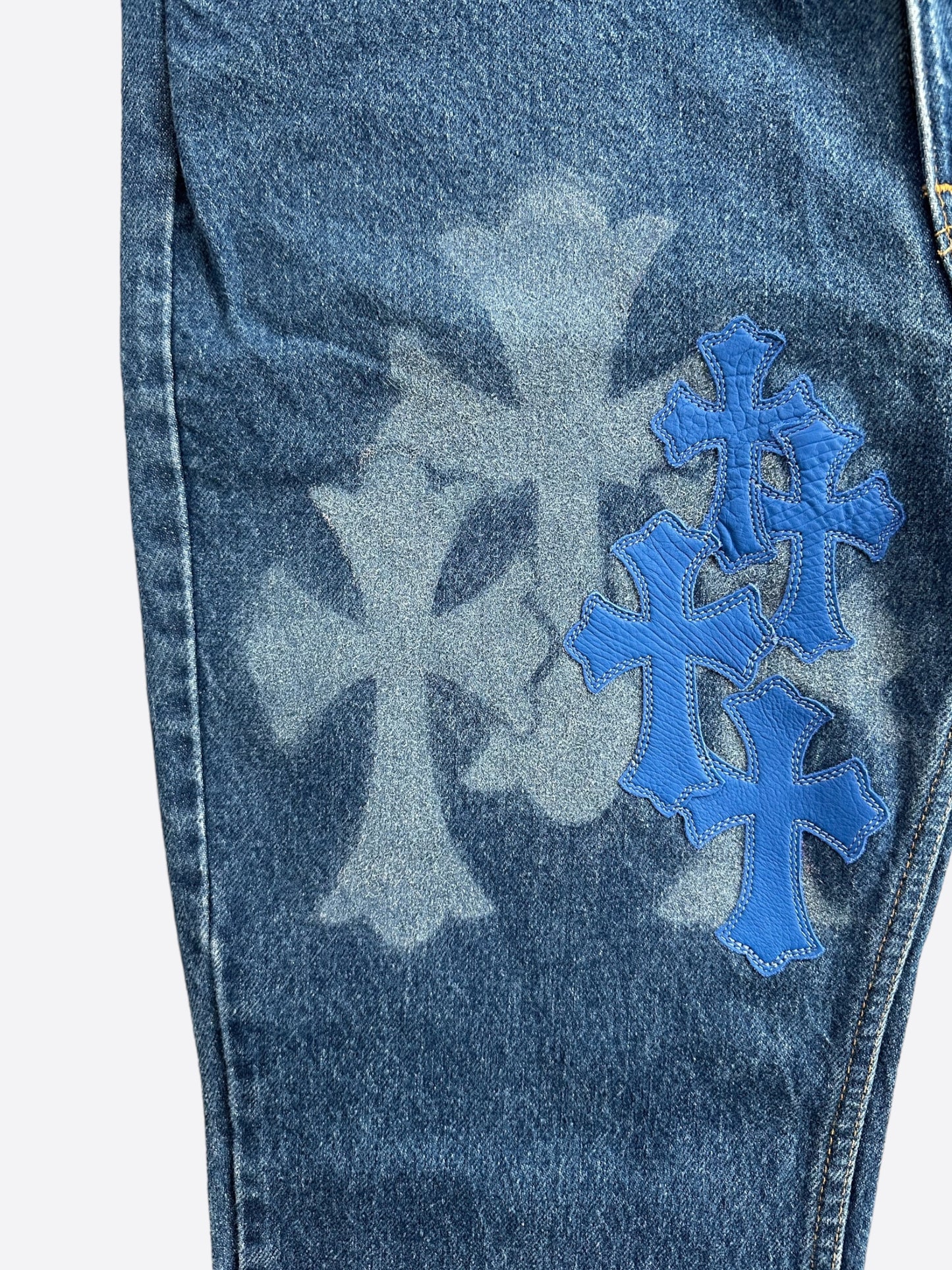 Chrome Hearts Levis Blue Cross Patch Stencil Jeans