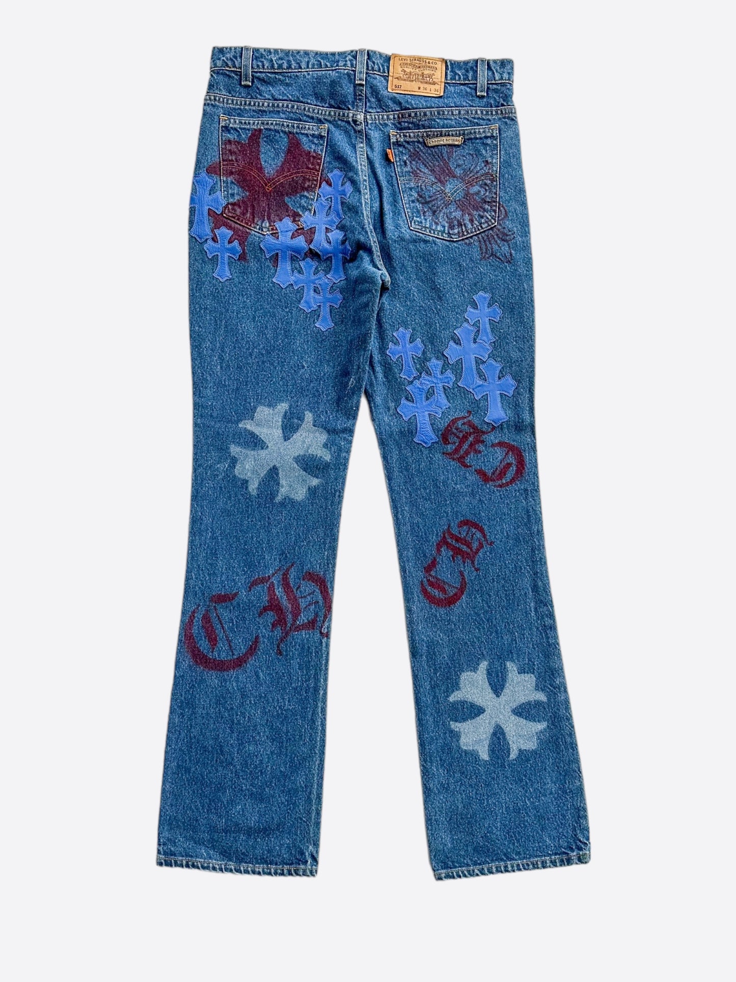 Chrome Hearts Levis Blue Cross Patch Stencil Jeans