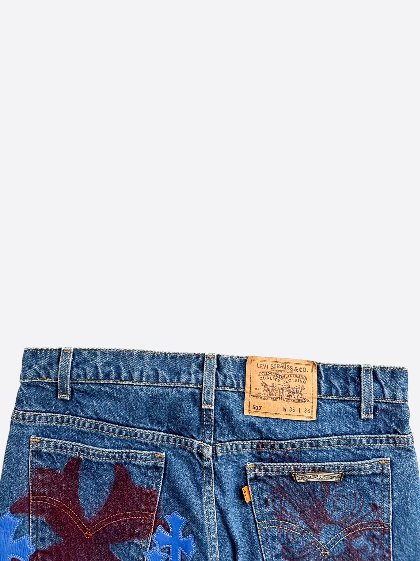 Chrome Hearts Levis Blue Cross Patch Stencil Jeans