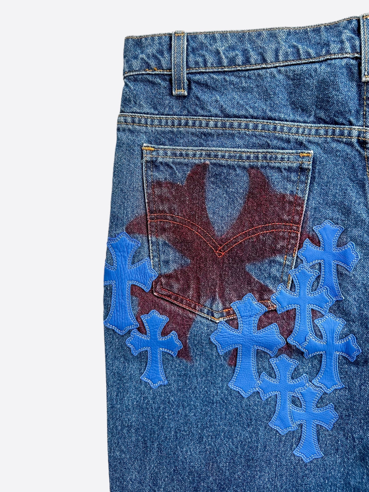 Chrome Hearts Levis Blue Cross Patch Stencil Jeans