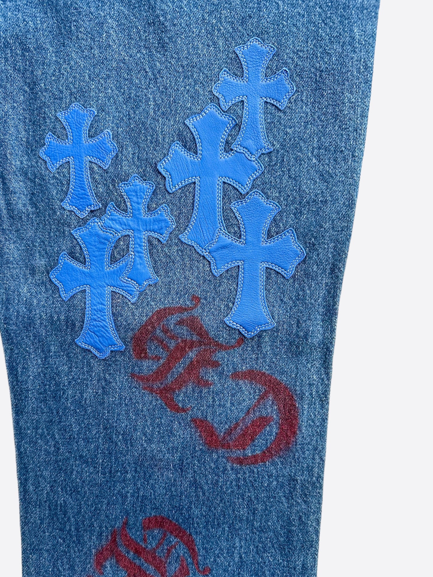 Chrome Hearts Levis Blue Cross Patch Stencil Jeans