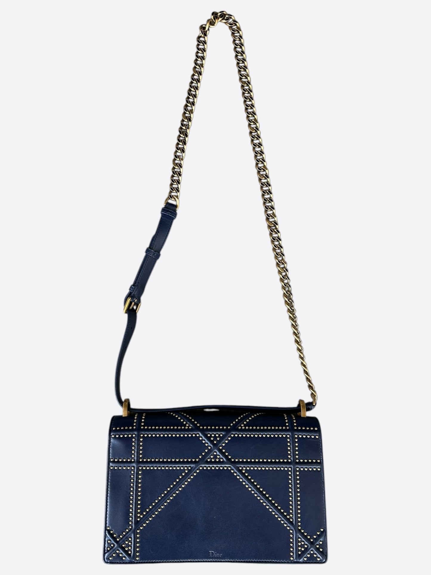 Dior Blue & Gold Leather Medium Bag