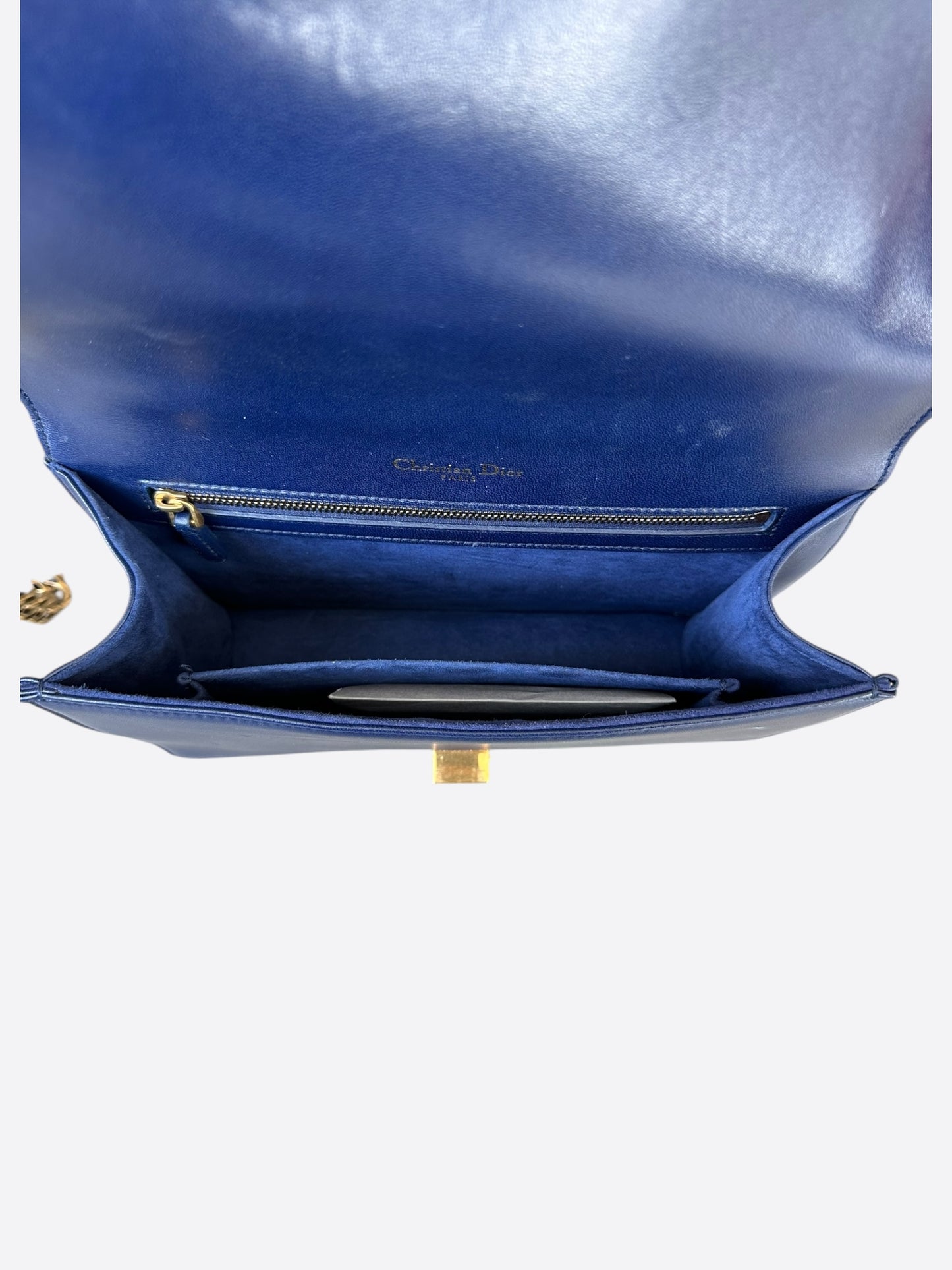 Dior Blue & Gold Leather Medium Bag