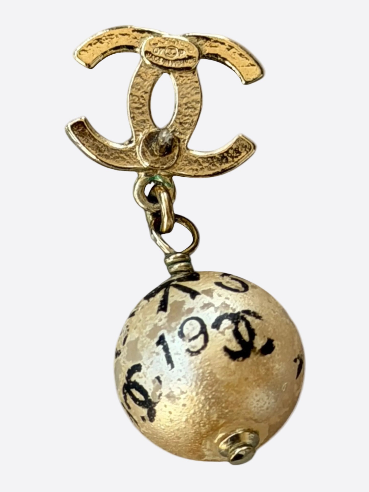 Chanel Gold & Black CC Logo Faux Pearl Earrings
