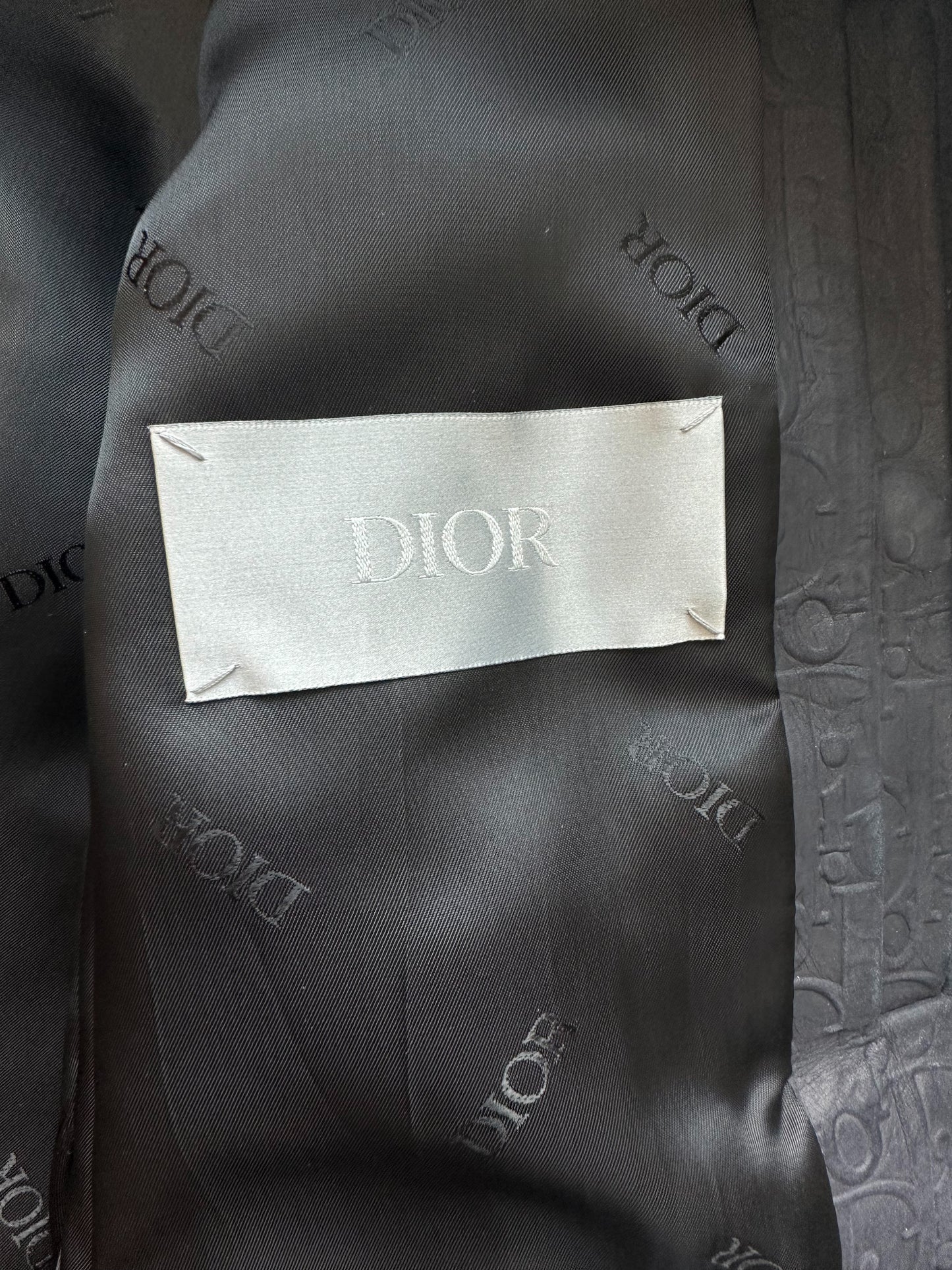 Dior Navy Oblique Leather Bomber Jacket