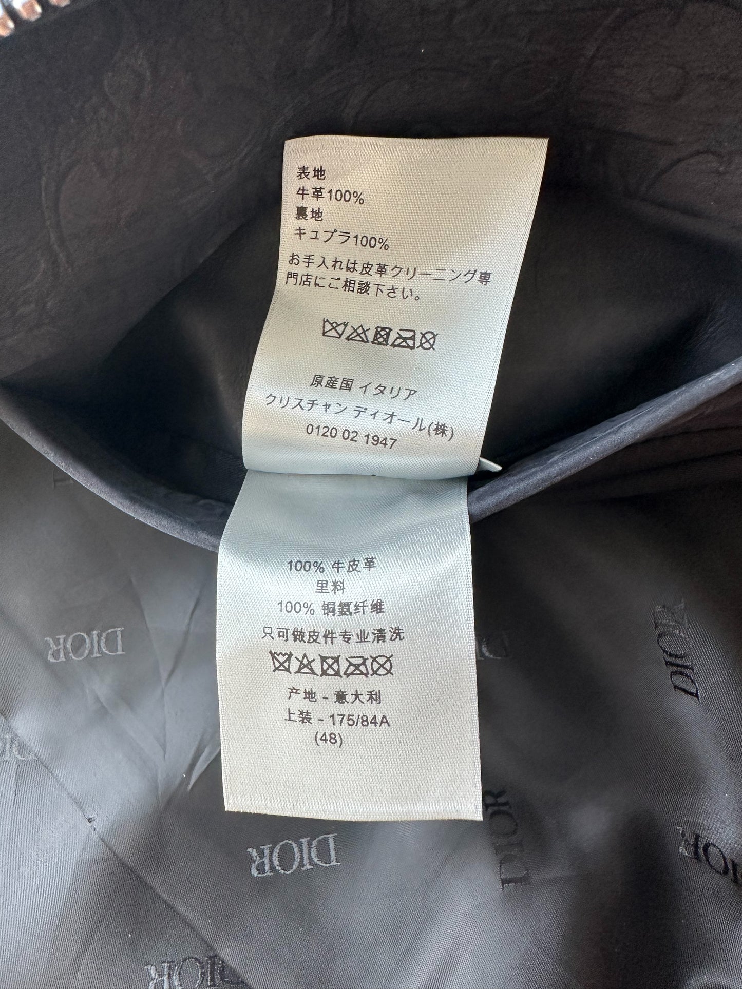 Dior Navy Oblique Leather Bomber Jacket