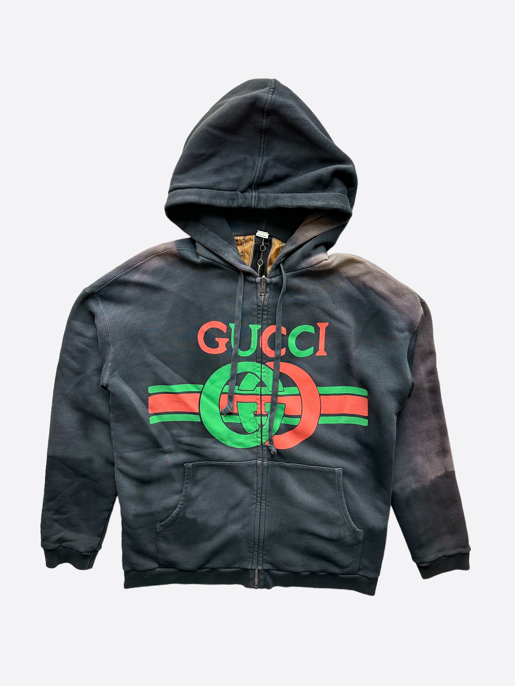 Gucci Black Bleach Tie-Dye Logo Hoodie – Savonches