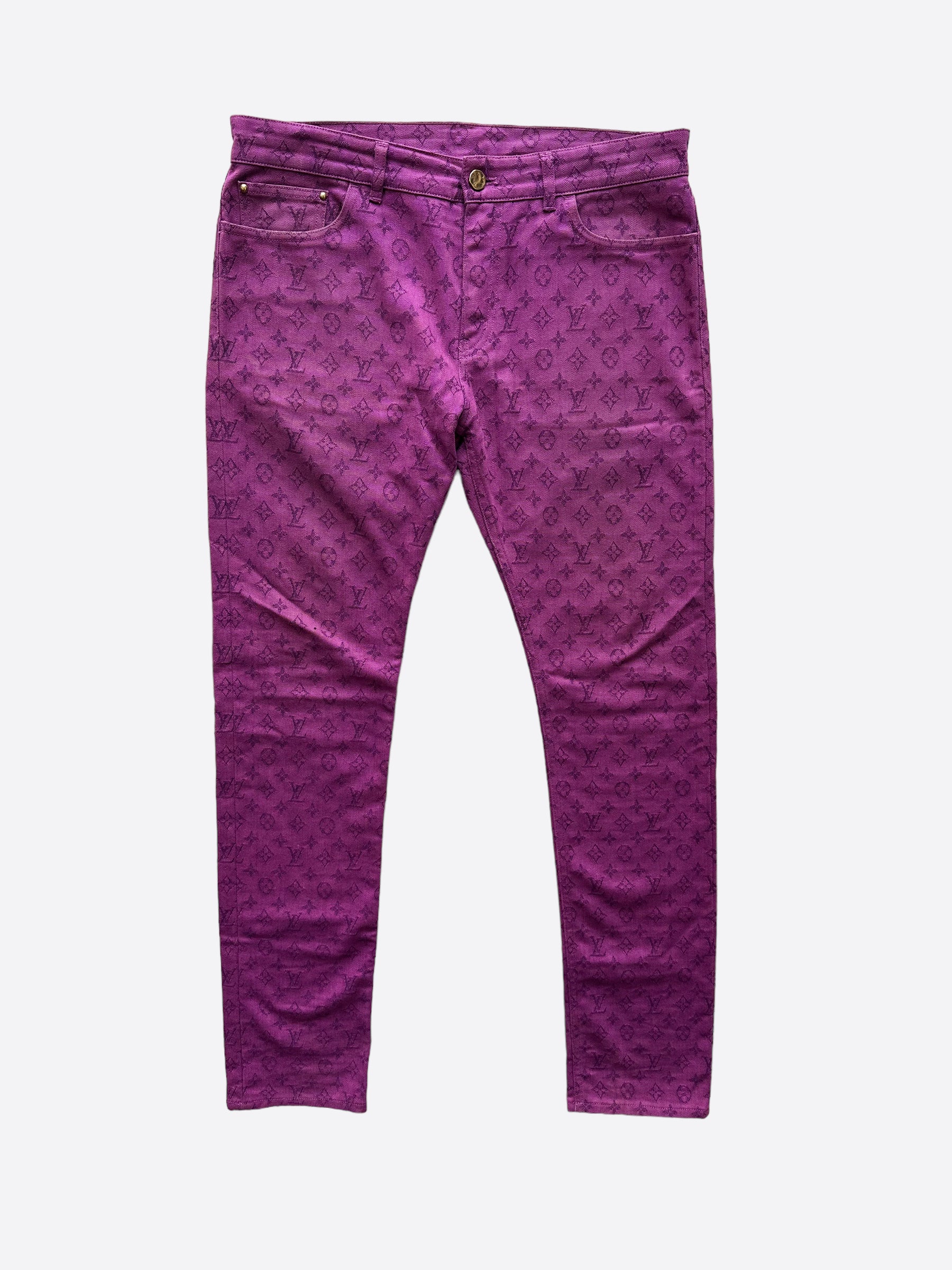 Purple Brand Beige Monogram Slim Jeans