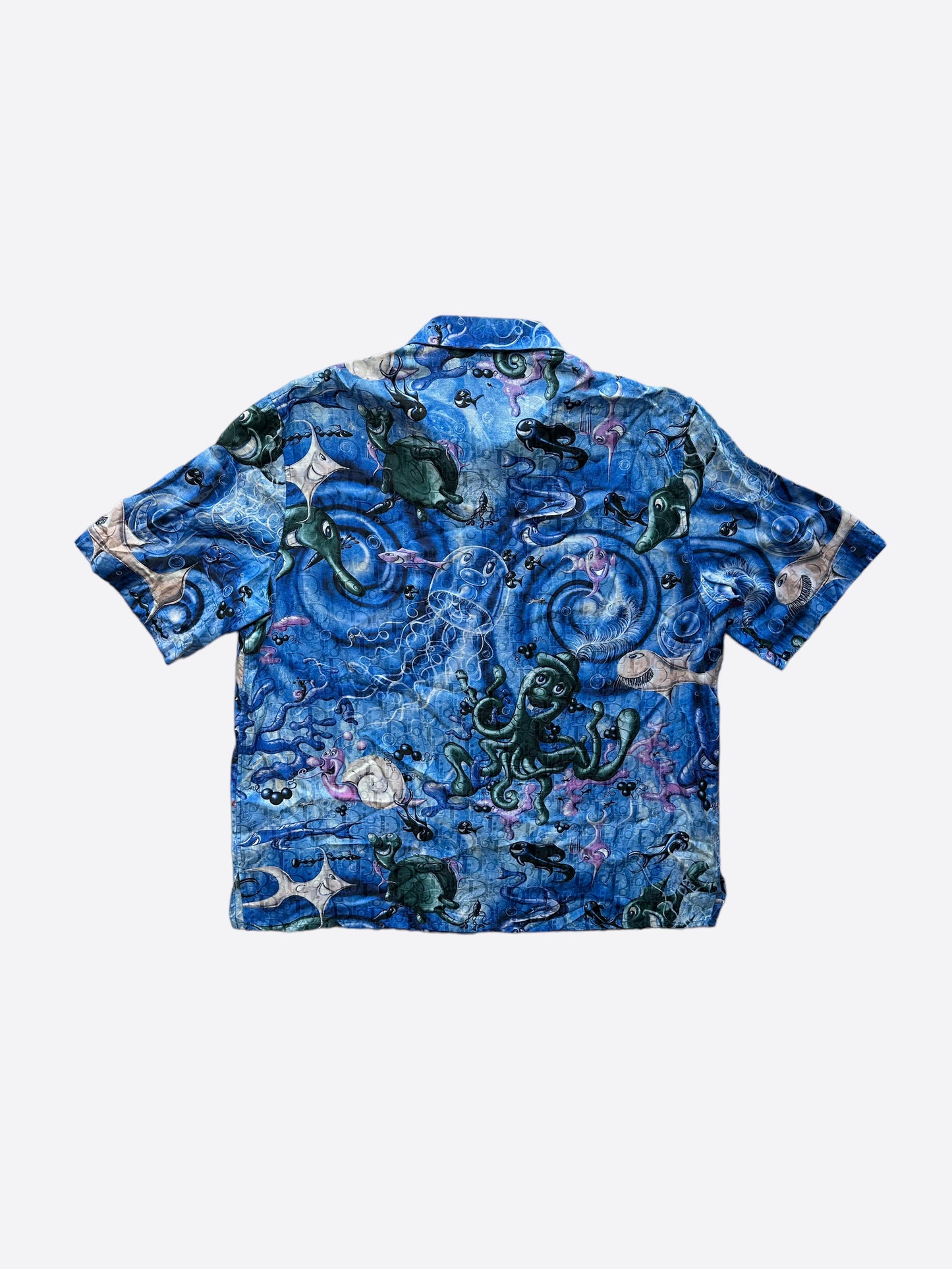 Dior Kenny Scharf Blue Oblique Button Up Shirt
