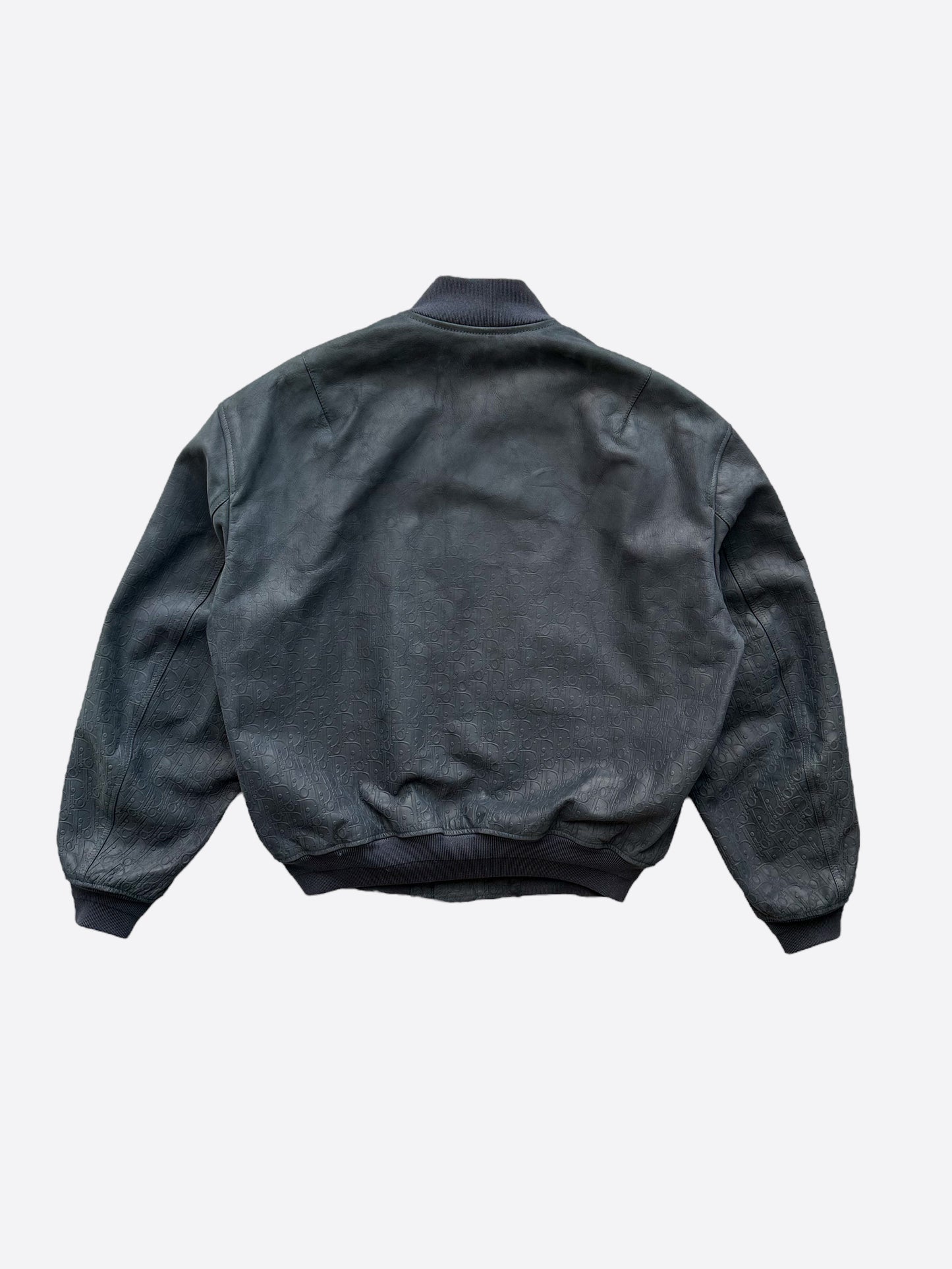 Dior Navy Oblique Leather Bomber Jacket