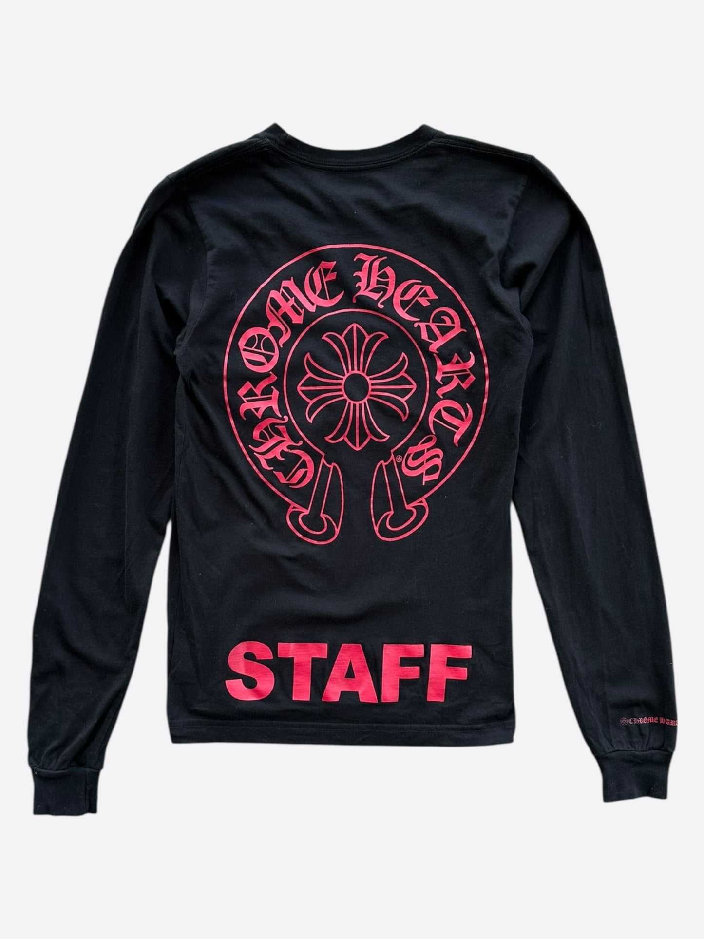 Chrome Hearts Black & Red Staff Horseshoe Logo Longsleeve T-Shirt
