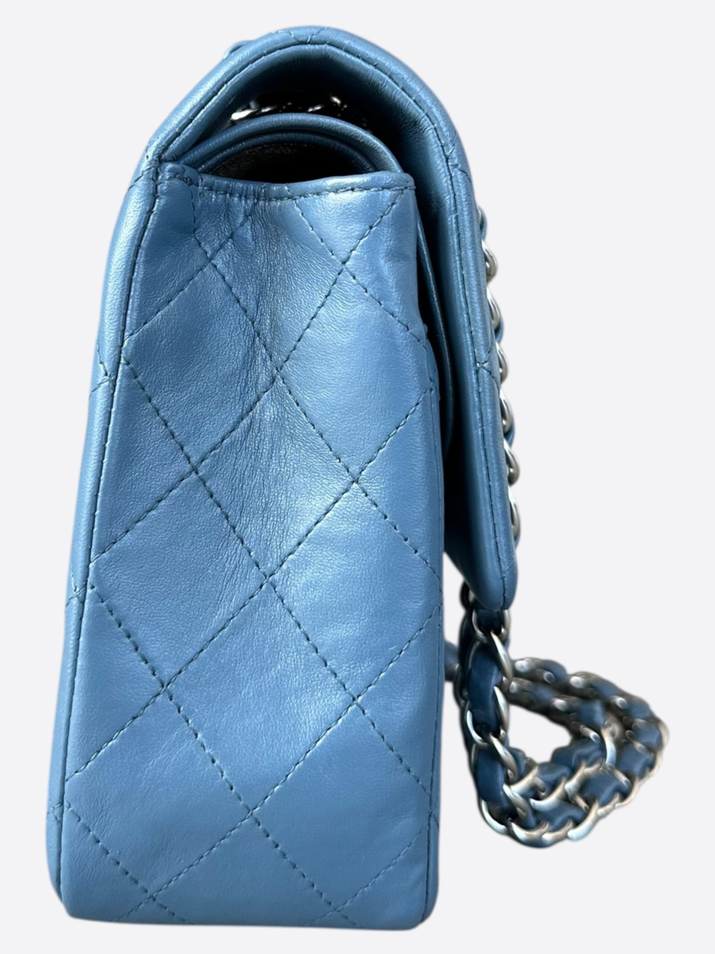 Chanel Blue Lambskin Quilted Medium Flap Bag