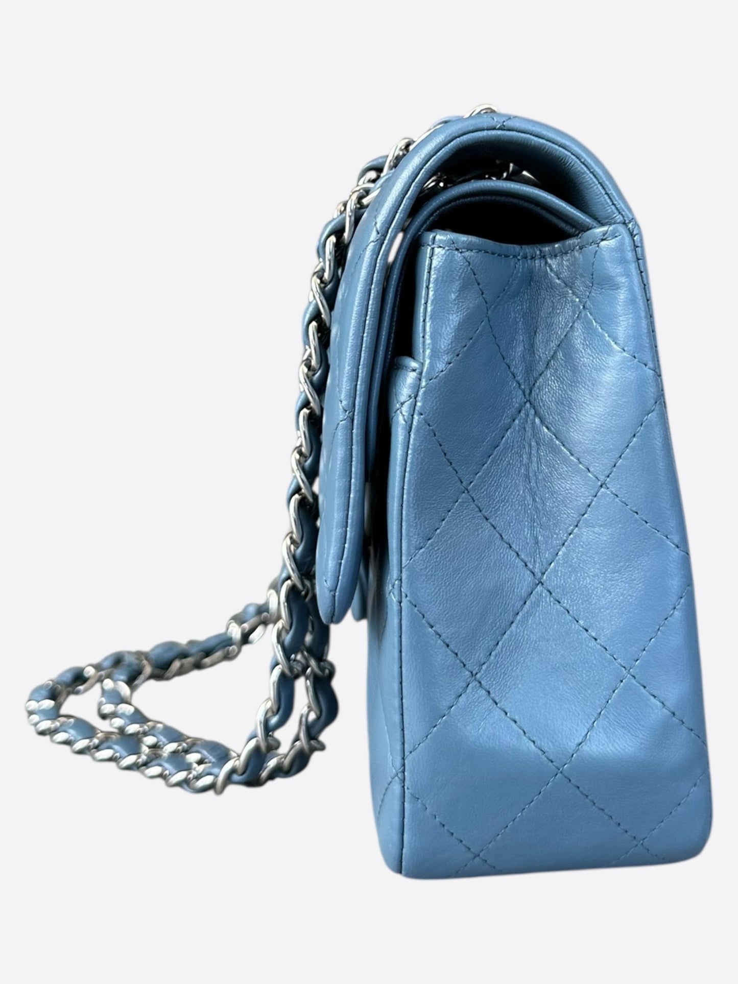 Chanel Blue Lambskin Quilted Medium Flap Bag