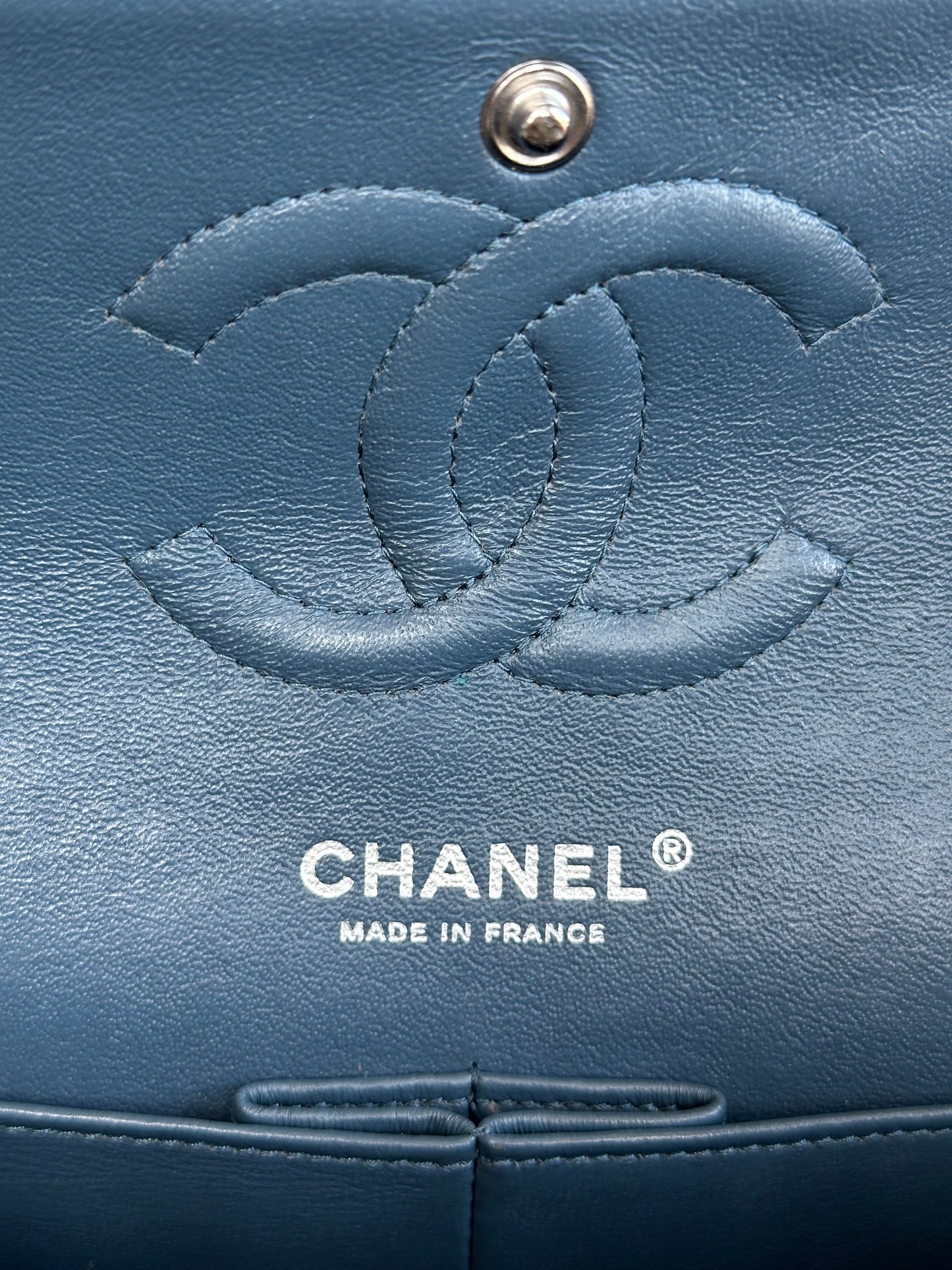 Chanel Blue Lambskin Quilted Medium Flap Bag