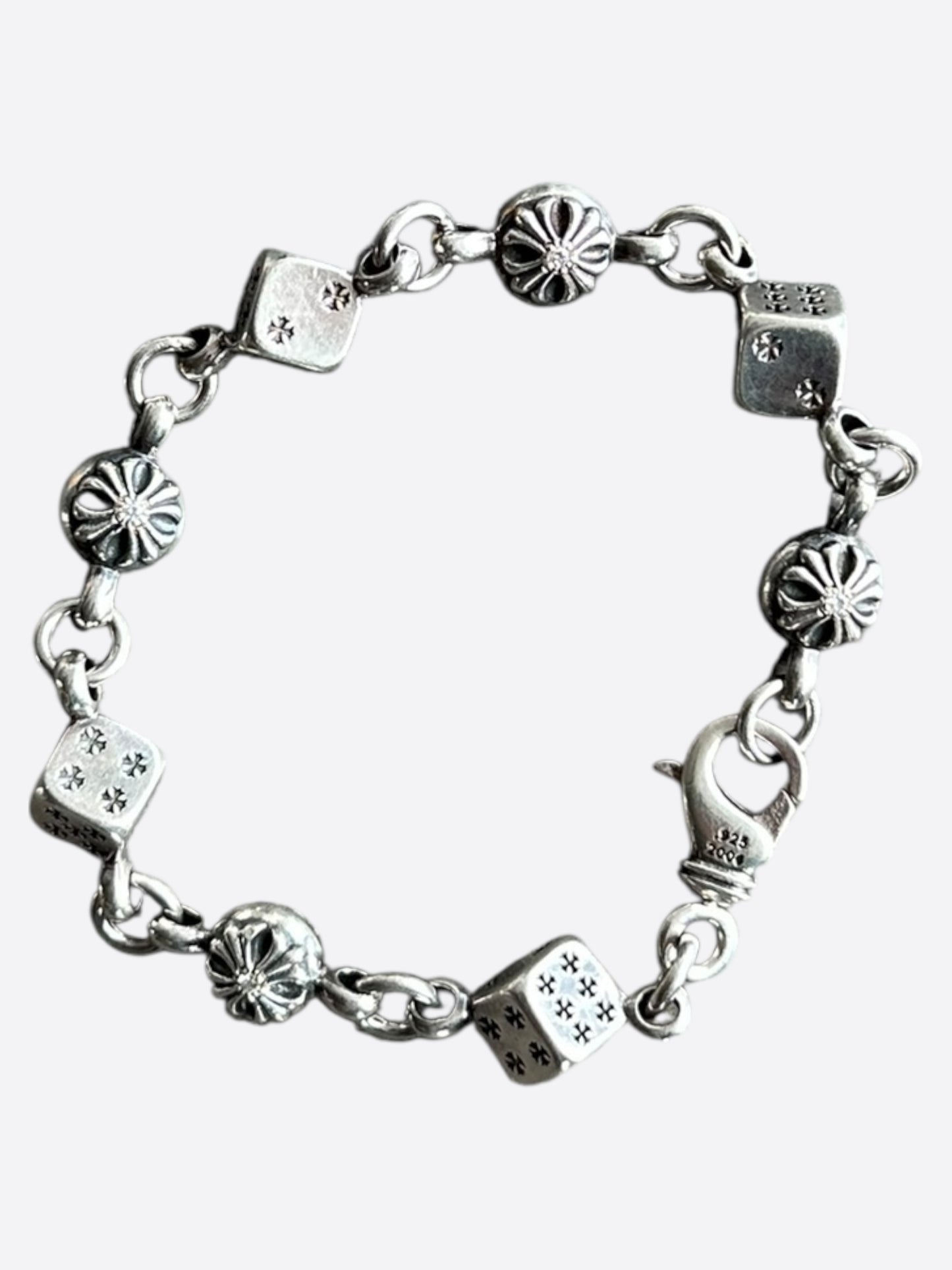 Chrome Hearts Silver & Diamond Dice Bracelet