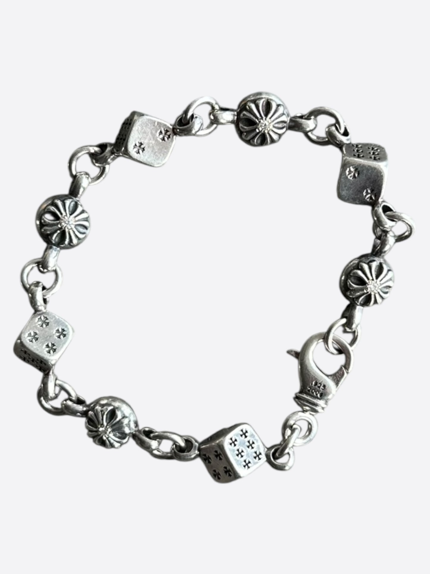 Chrome Hearts Silver & Diamond Dice Bracelet