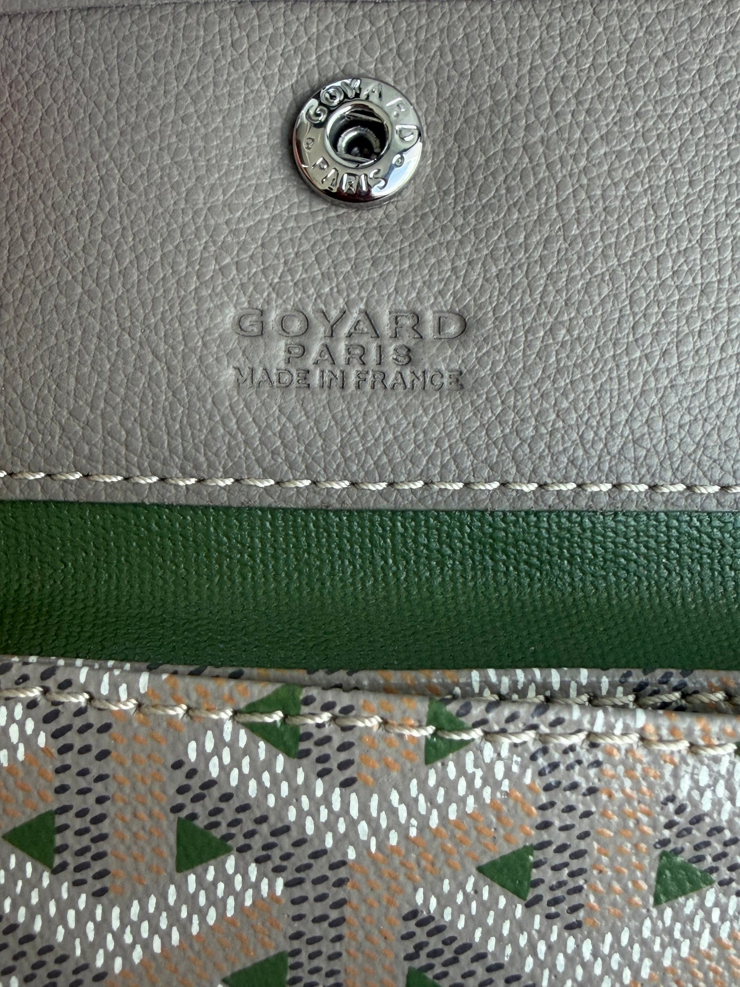 Goyard Grey & Green St. Louis Pouch