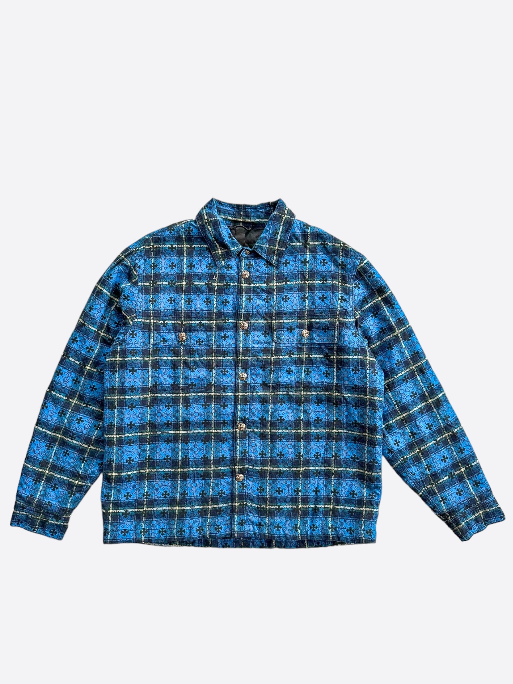 Chrome Hearts Blue Cross Jacquard Quilted Flannel Chrome Hearts Blue Cross Jacquard Quilted Flannel