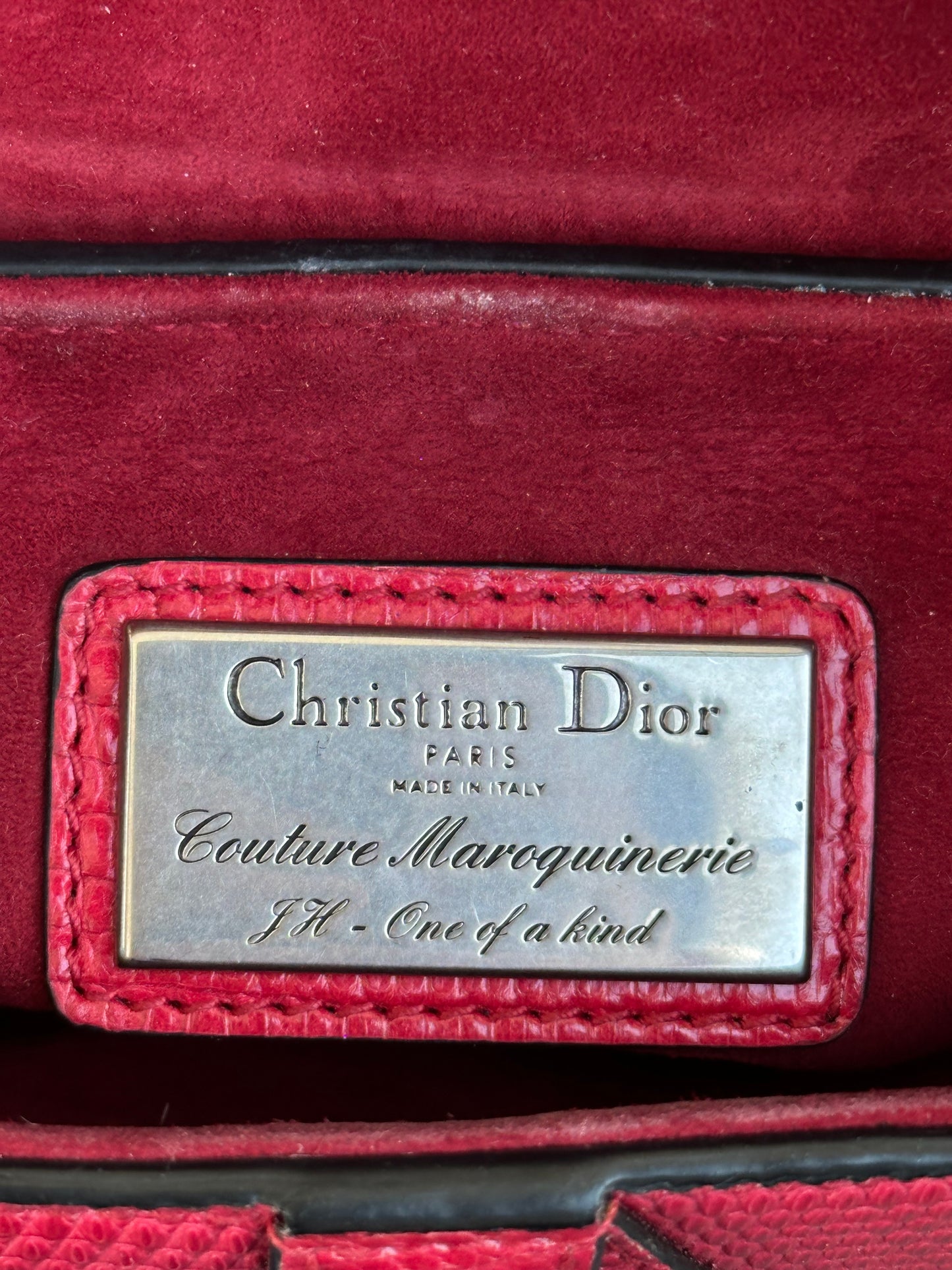 Dior Red Lizard 1/1 Crystal D Mini Saddle Bag