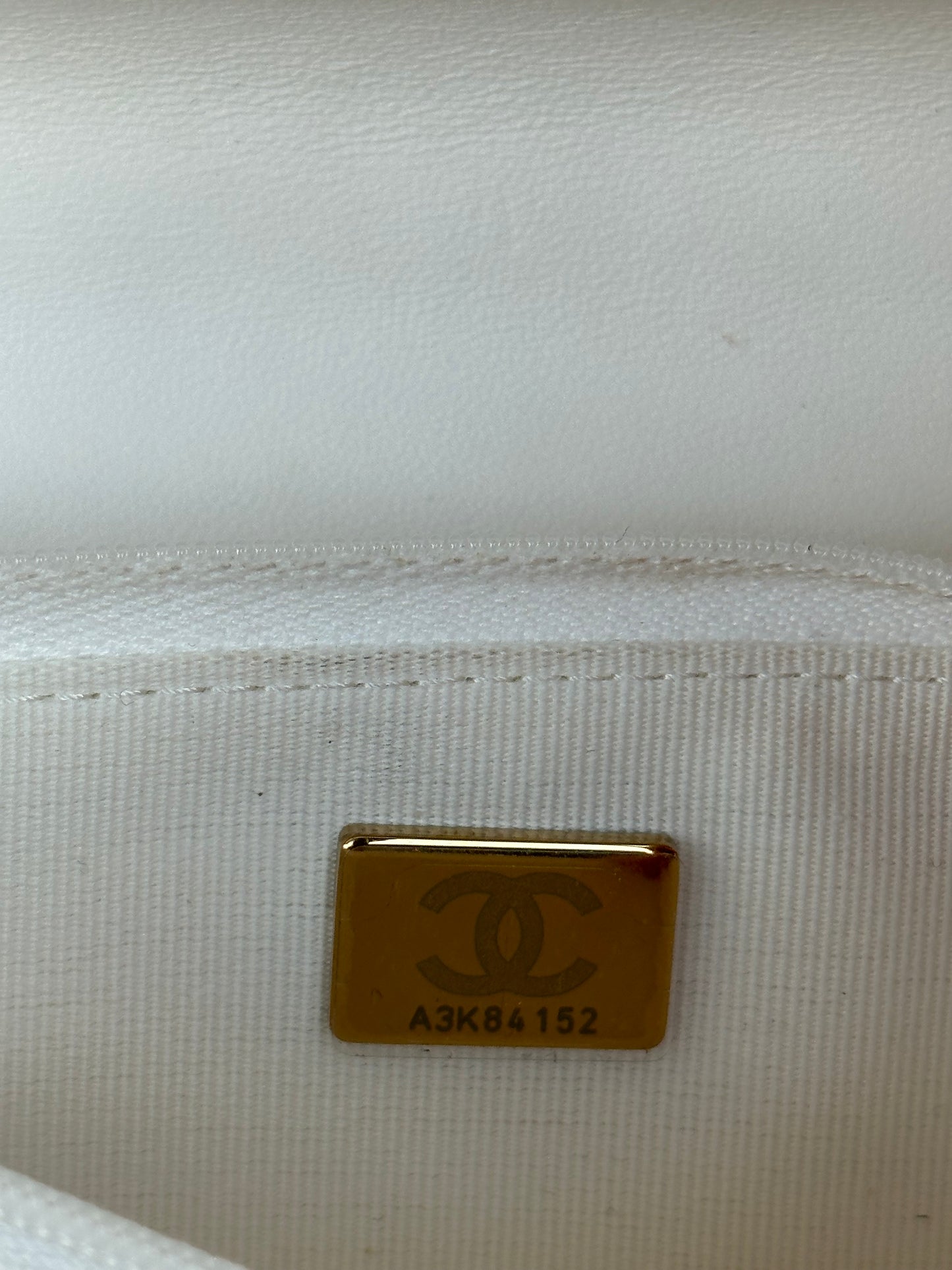 Chanel White Lambskin Quilted Top Handle Wallet On Chain Bag