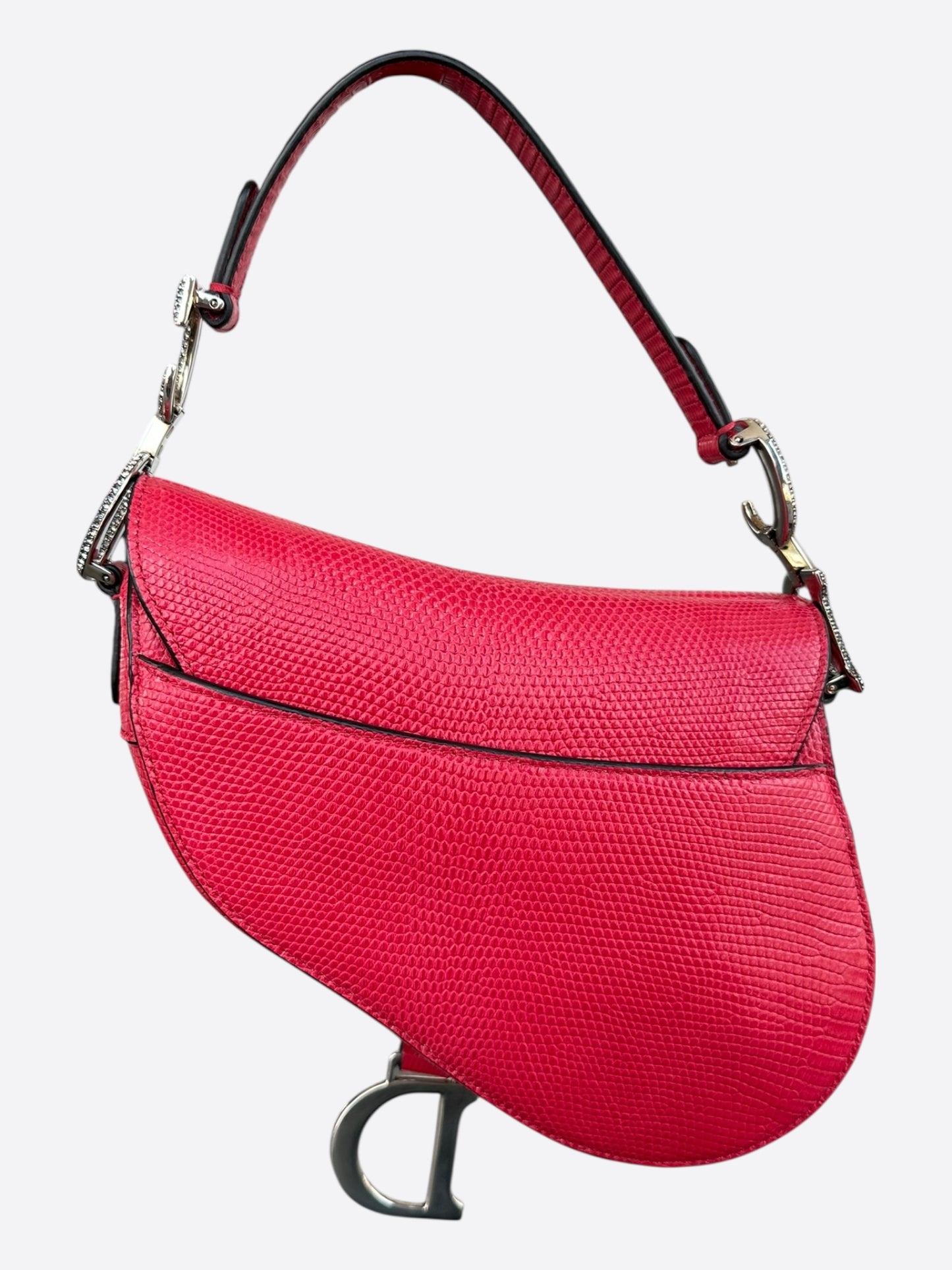 Dior Red Lizard 1/1 Crystal D Mini Saddle Bag
