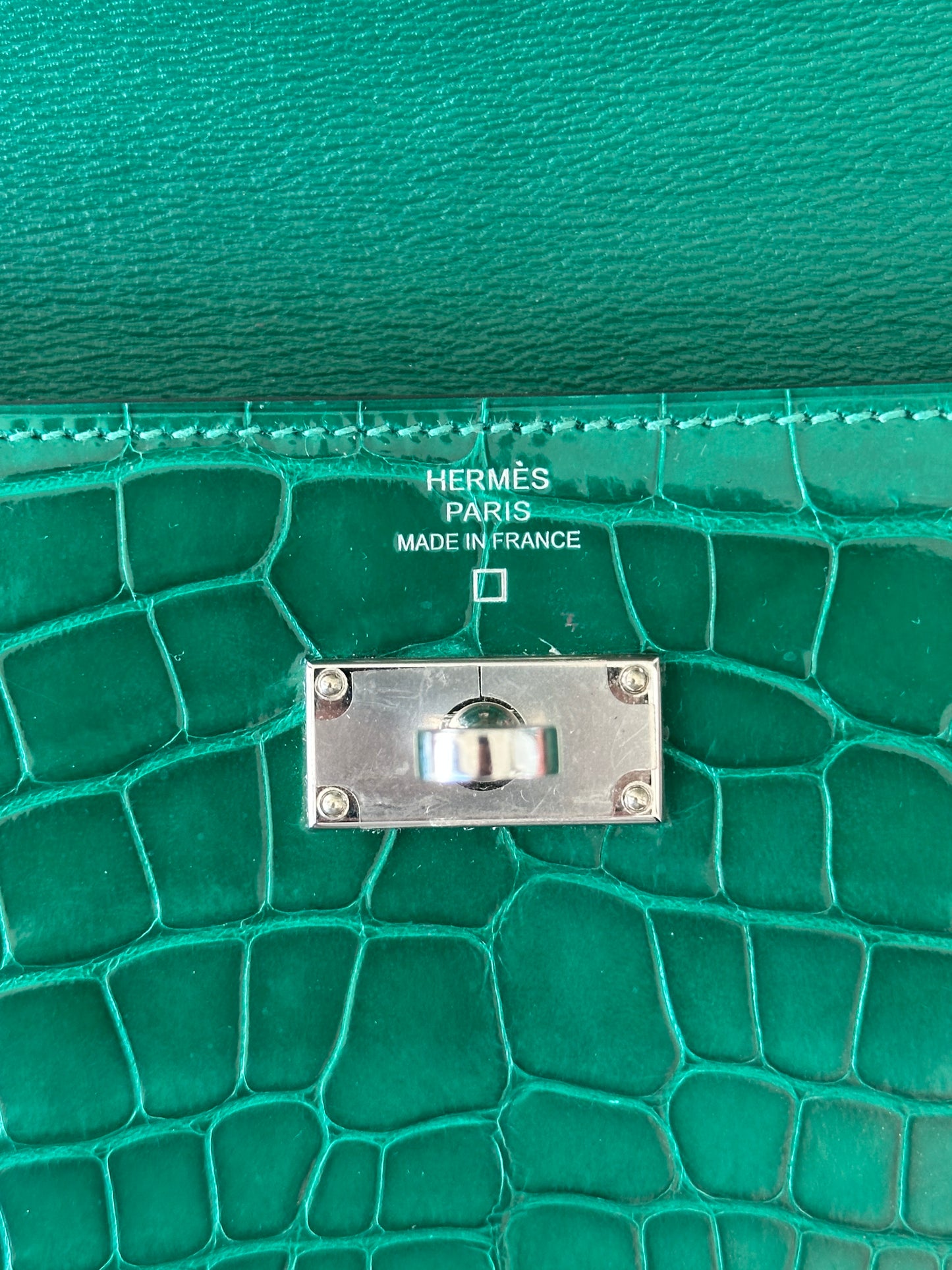 Hermes Green Emerald Crocodile Classic Kelly Wallet