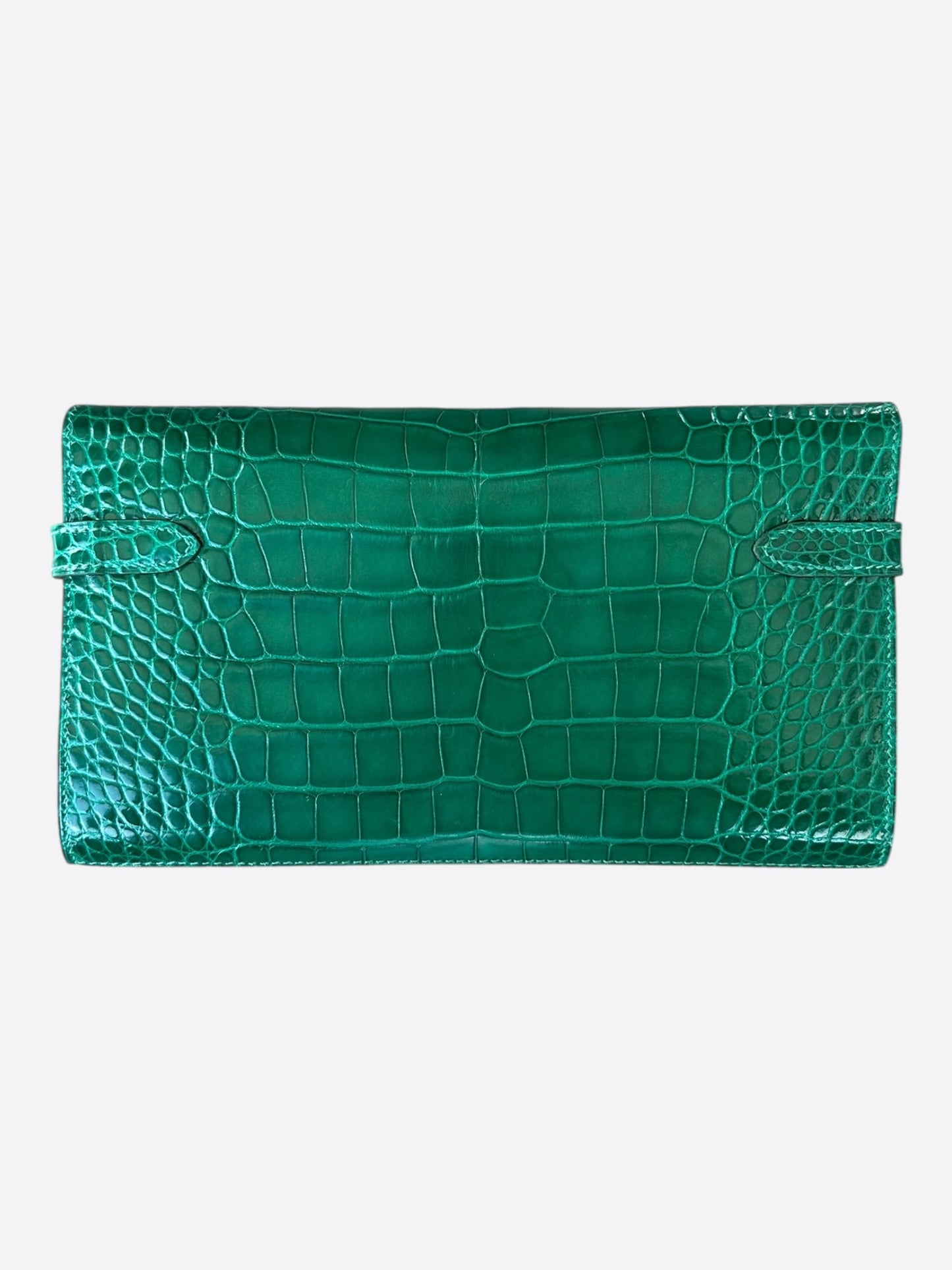 Hermes Green Emerald Crocodile Classic Kelly Wallet