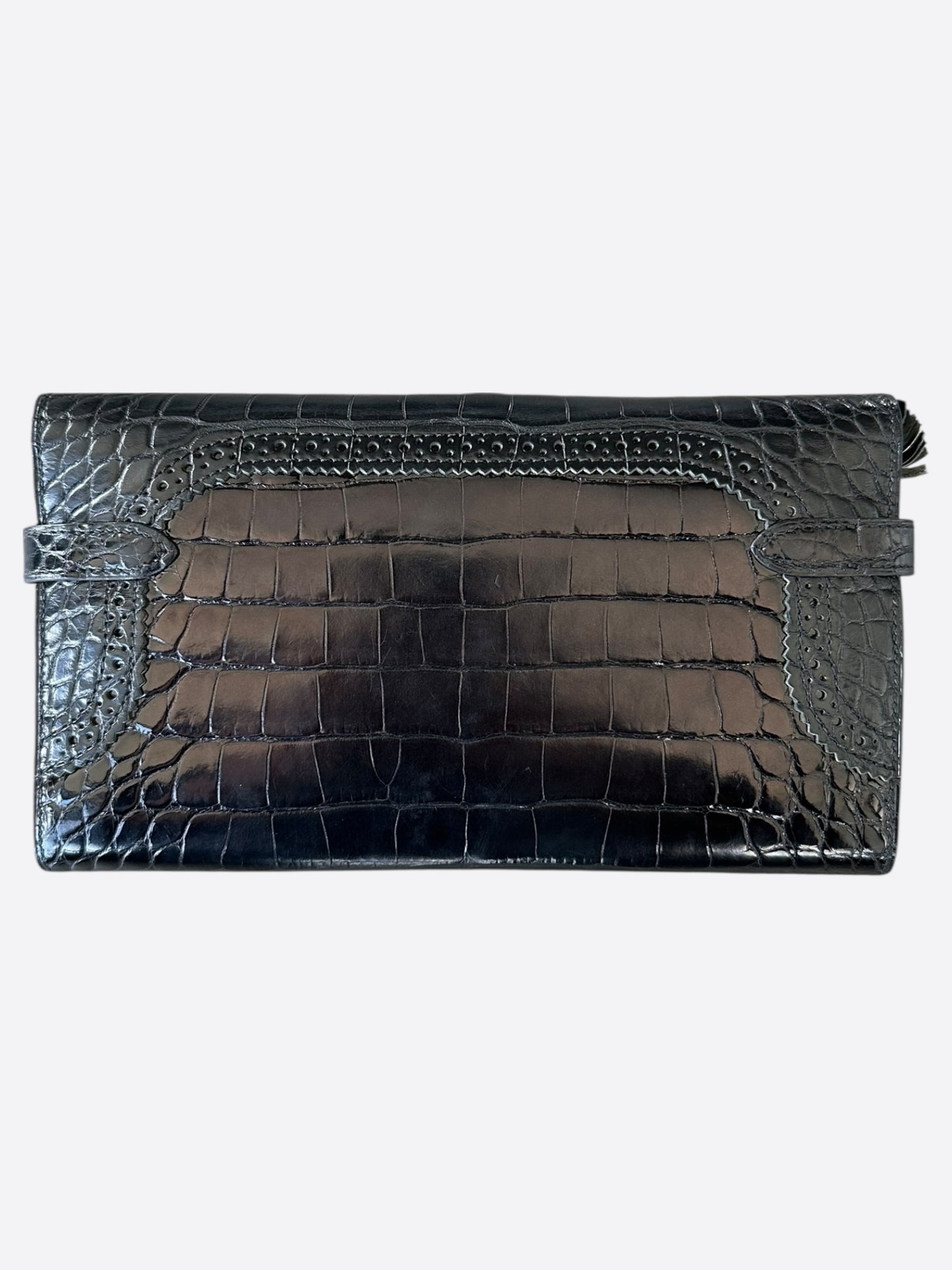 Hermes Black & Blue Crocodile Classic Kelly Wallet