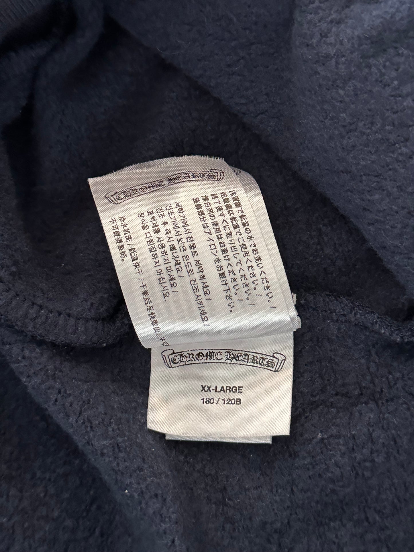 Chrome Hearts Navy & Red Horseshoe Logo Hoodie
