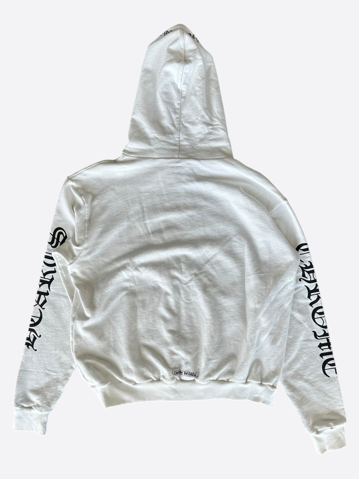 Chrome Hearts White & Black Script Logo Zip Up Hoodie