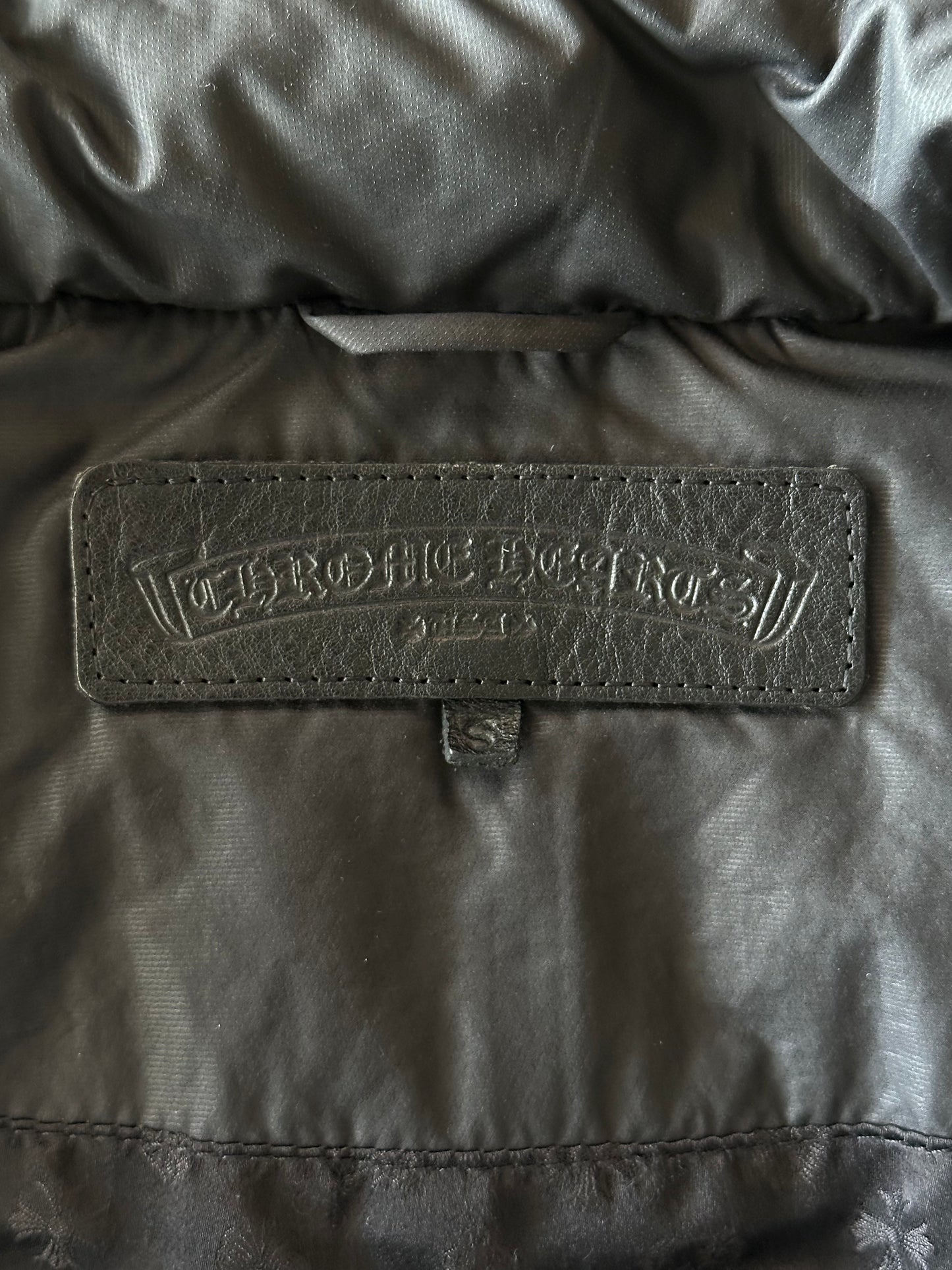 Chrome Hearts Black Leather Fleur Vest