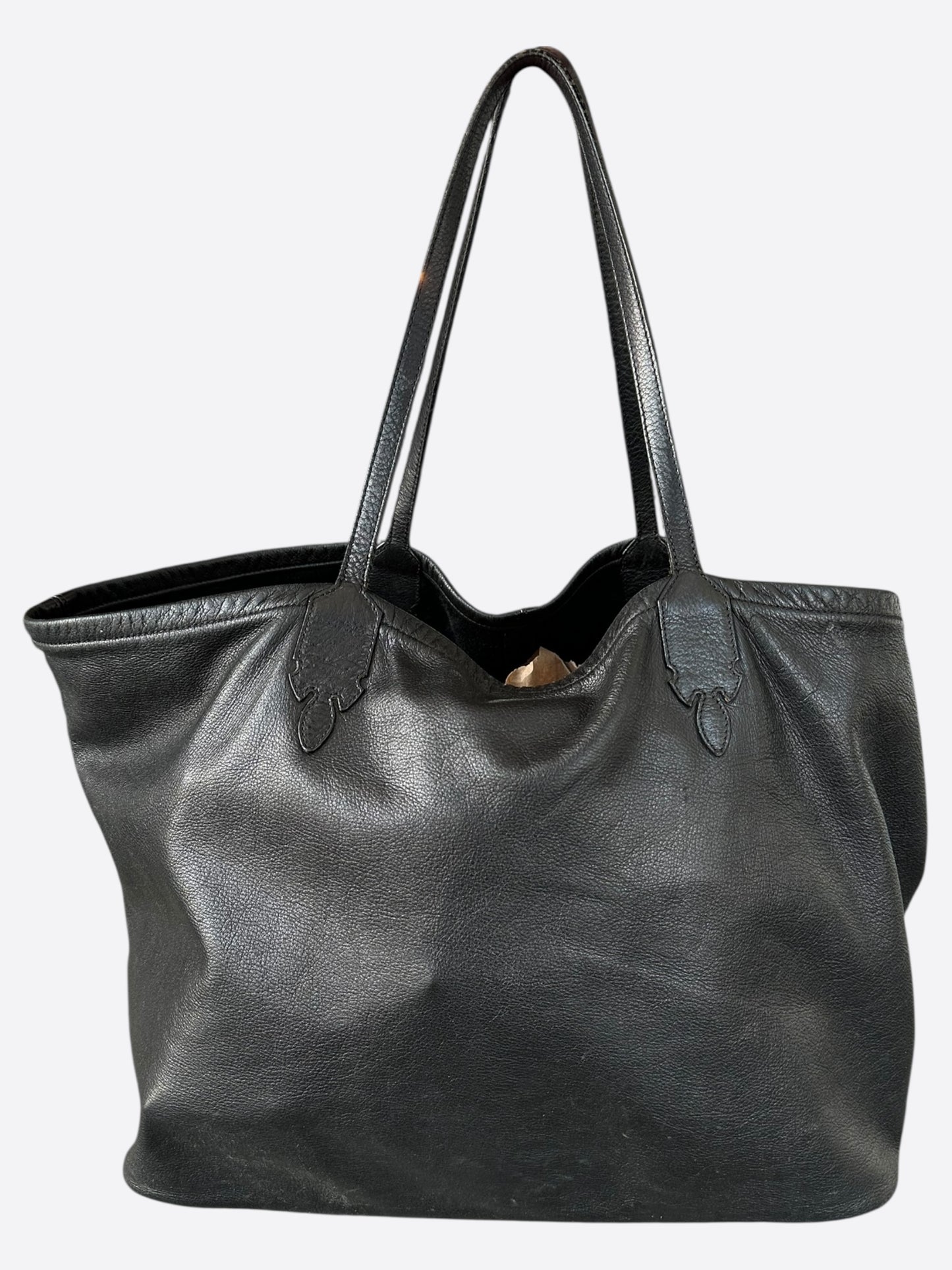 Chrome Hearts Black Leather Tote Bag