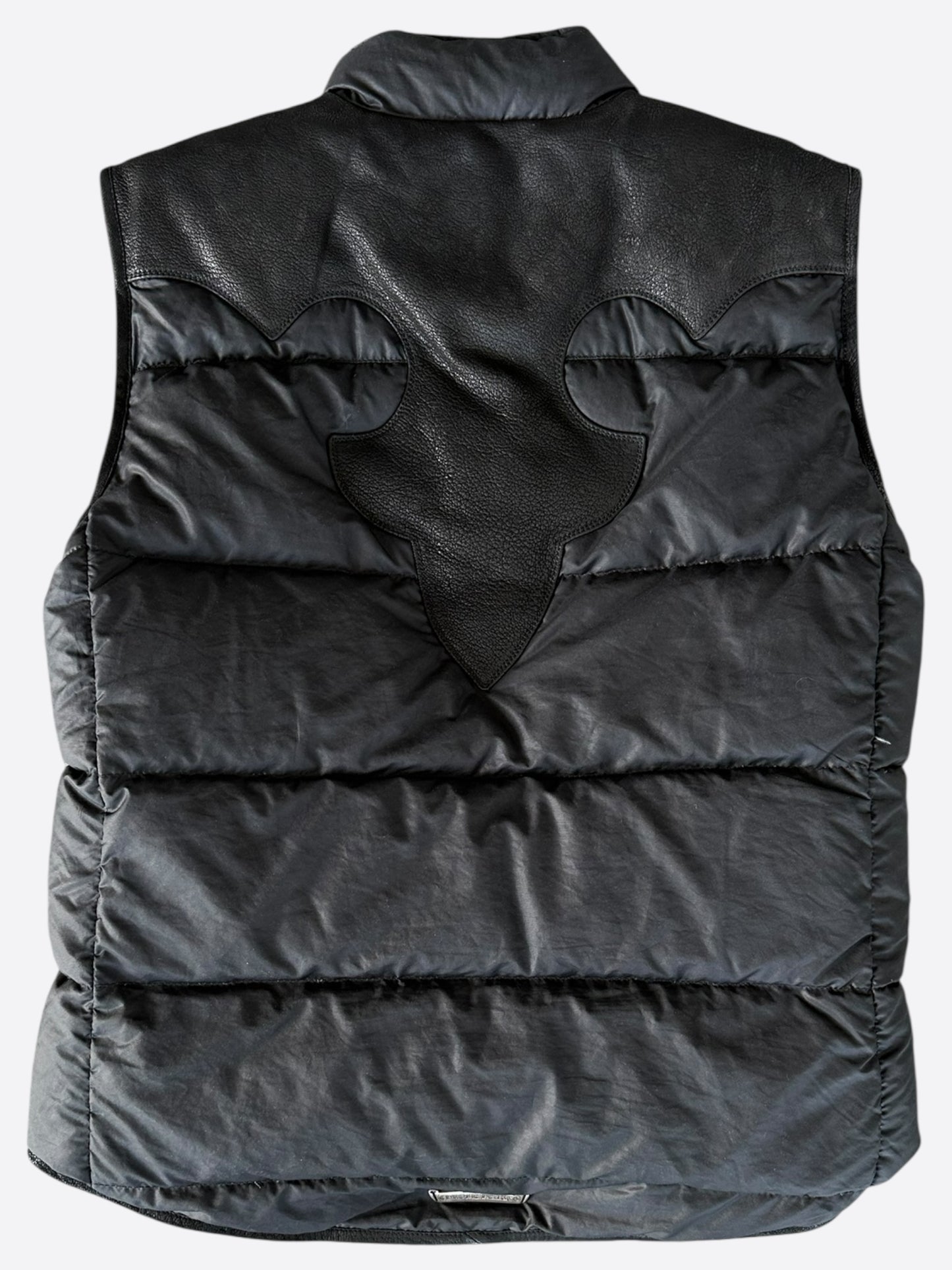 Chrome Hearts Black Leather Fleur Vest