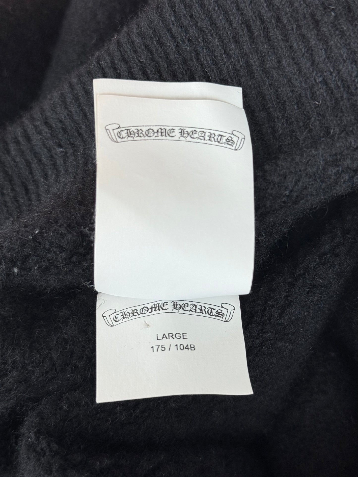 Chrome Hearts Black & White Embroidered Logo Cashmere Hoodie