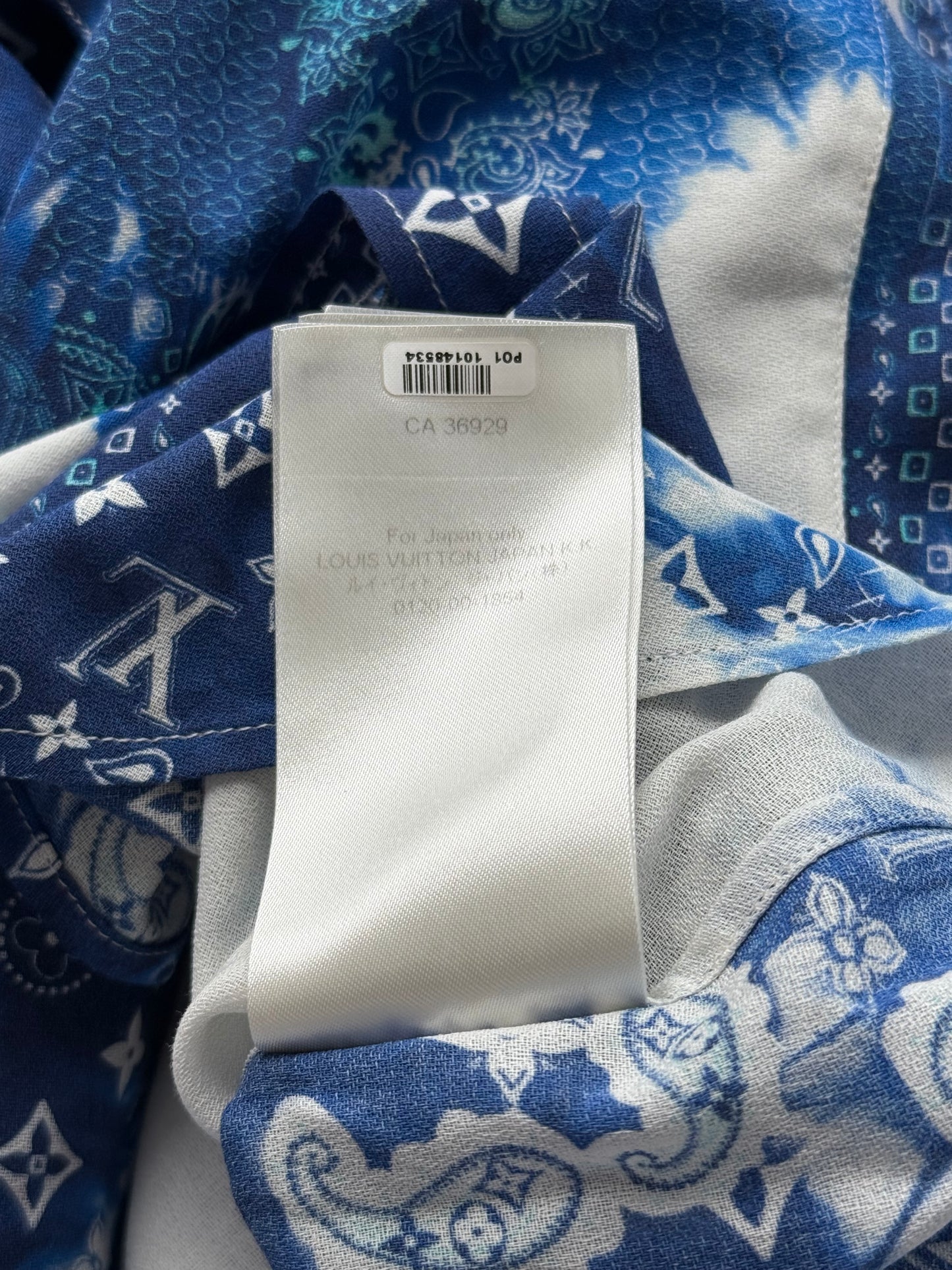 Louis Vuitton Blue Bleached Bandana Monogram Button Up Shirt