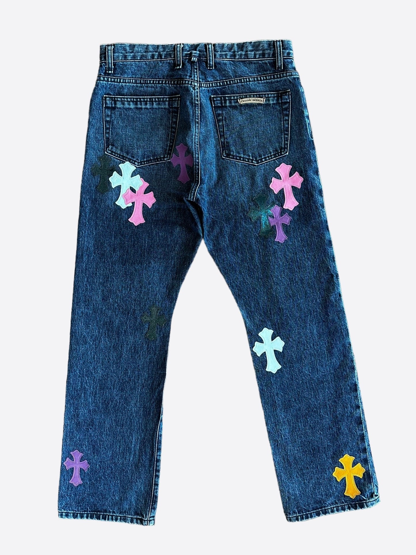 Chrome Hearts Blue Multicolor Cross Patch 1/1 Jeans