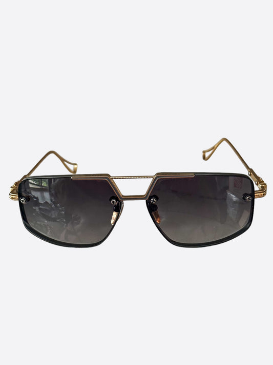 Chrome Hearts Gold Toned Love Rod Aviator Sunglasses