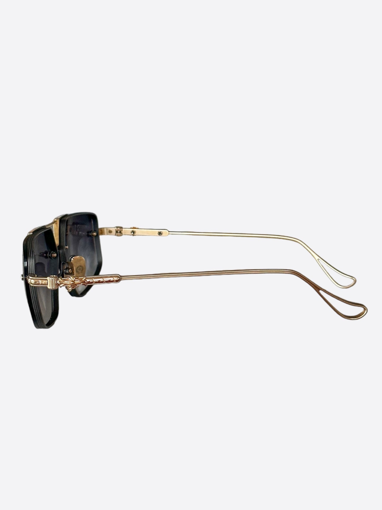 Chrome Hearts Gold Toned Love Rod Aviator Sunglasses