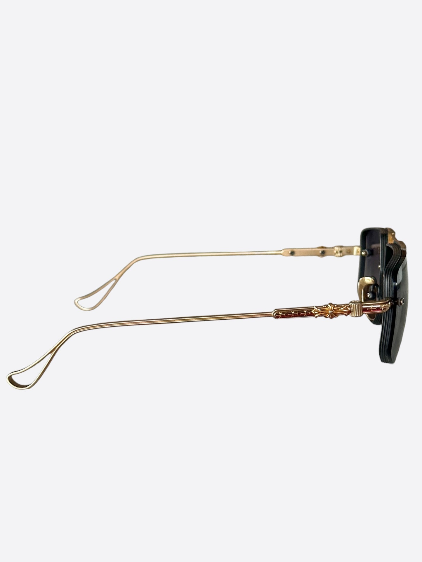 Chrome Hearts Gold Toned Love Rod Aviator Sunglasses