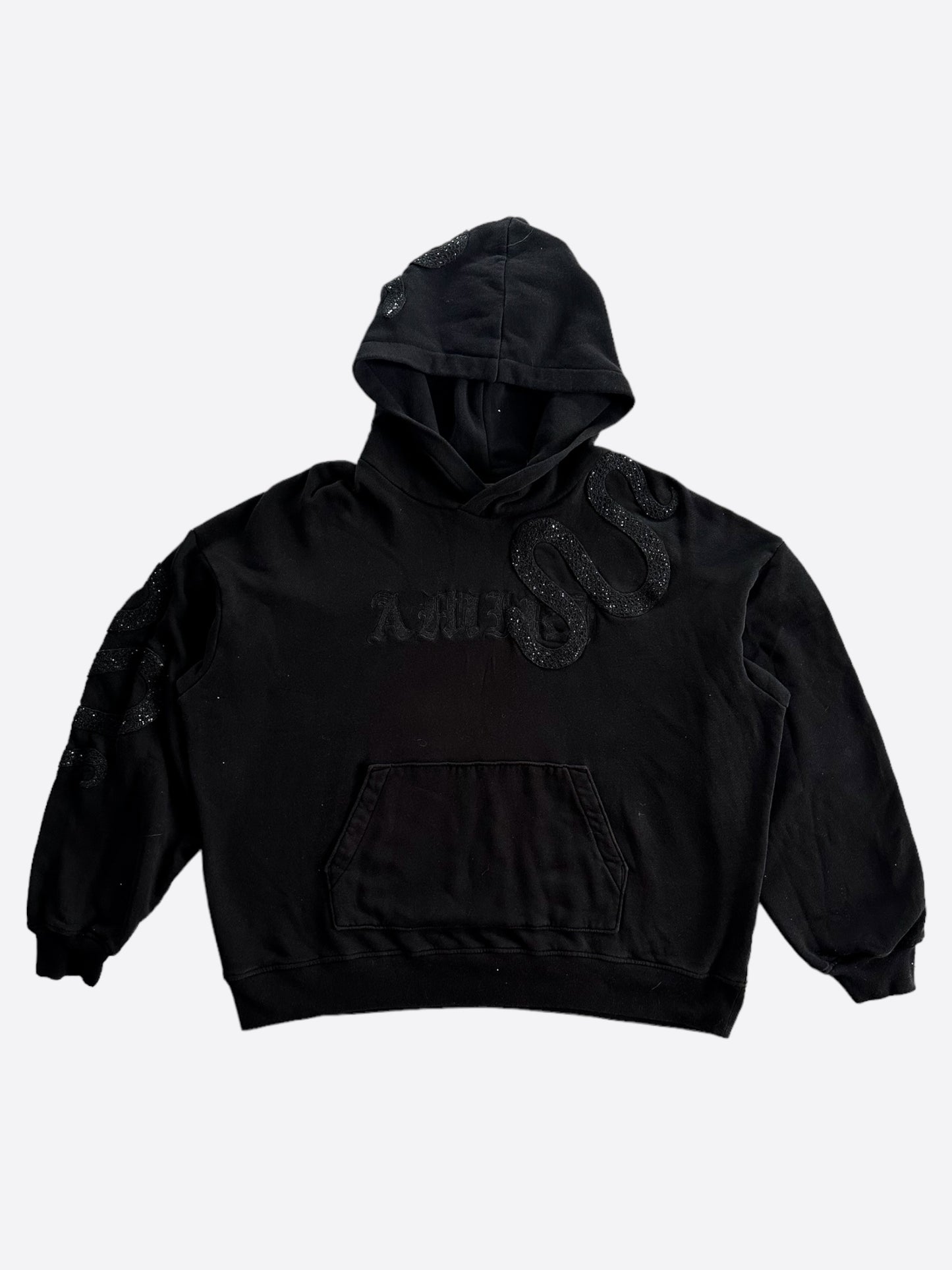 Amiri Black Snake Embroidered Hoodie