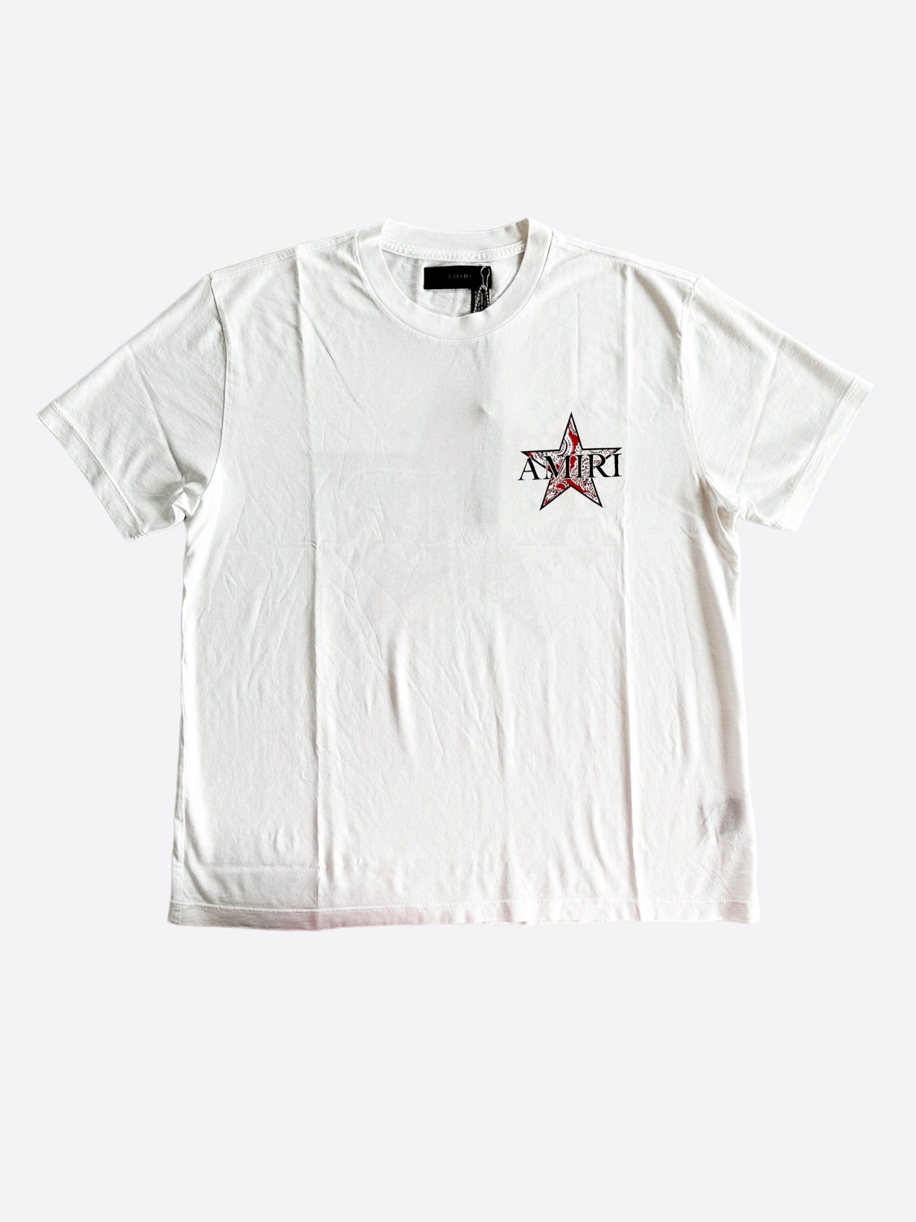 Amiri White & Red Paisley Star Logo T-Shirt