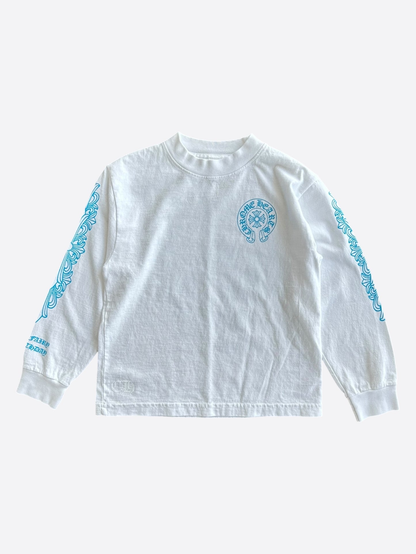 Chrome Hearts White & Blue Horseshoe Logo Longsleeve Kids's T-Shirt