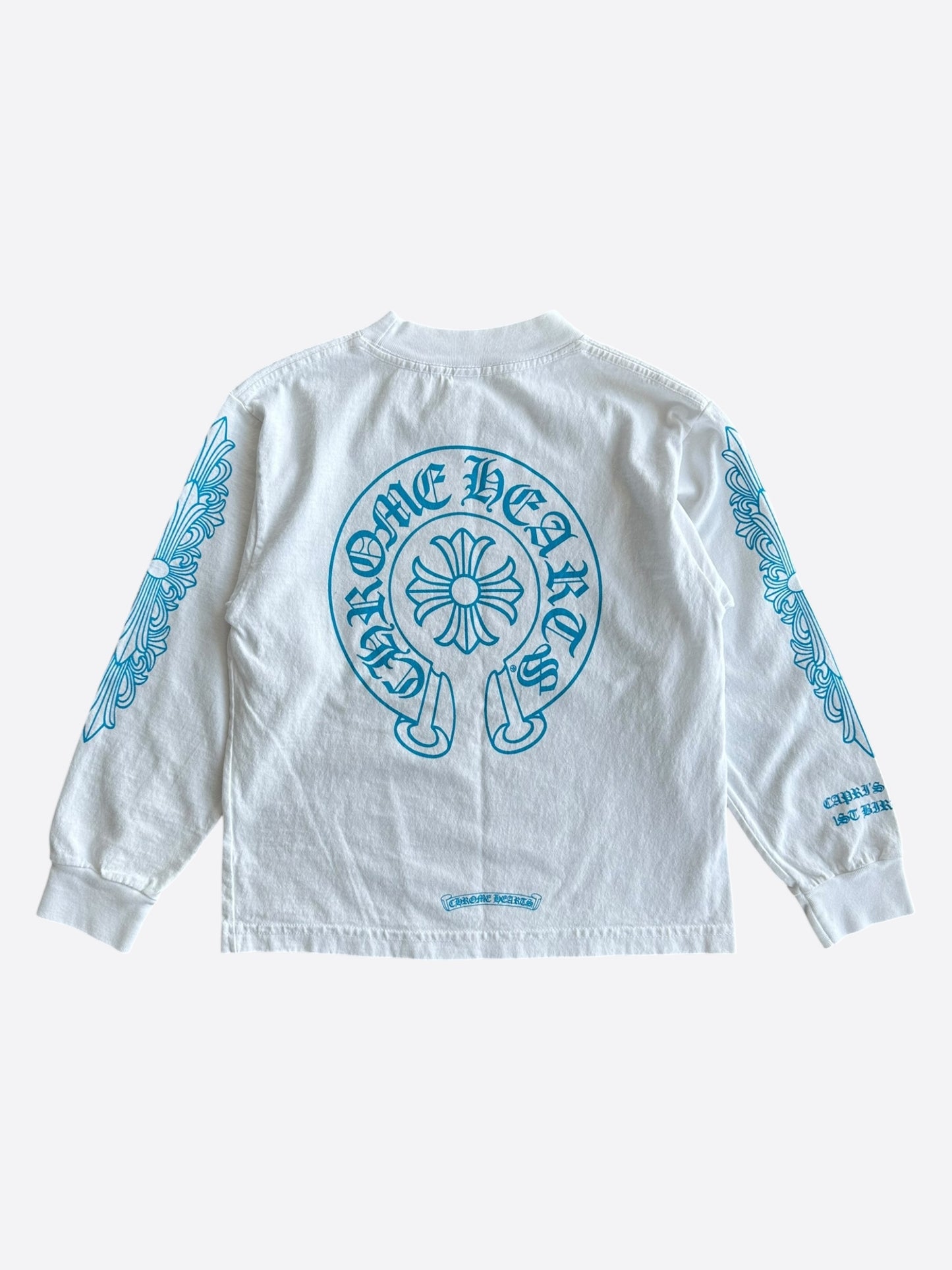 Chrome Hearts White & Blue Horseshoe Logo Longsleeve Kids's T-Shirt