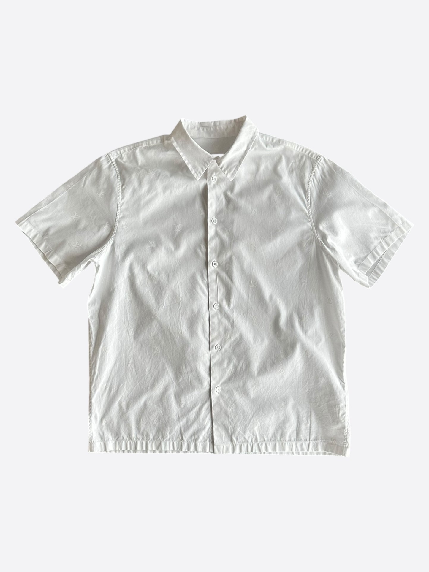 Louis Vuitton White All Over LV Logo Button Up Shirt